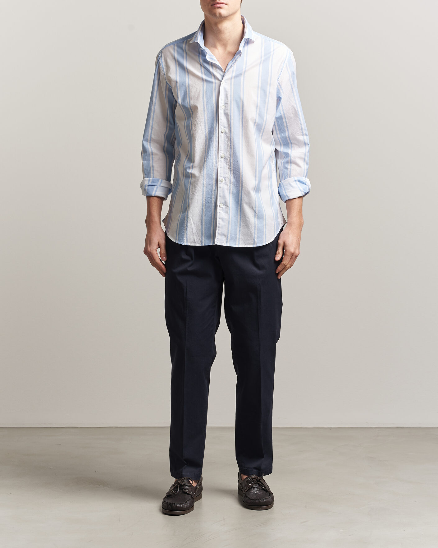 Mies | Kauluspaidat | Stenströms | Regular Fit Thin Poplin Stripe Shirt Blue