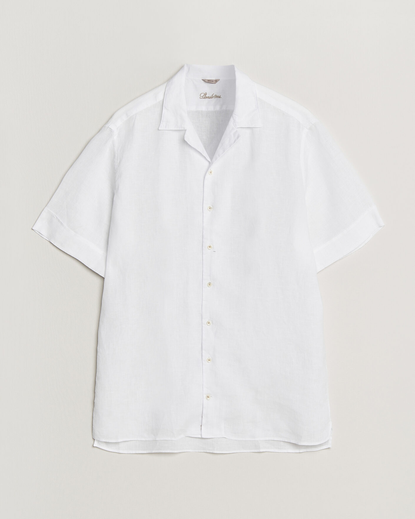 Mies | Kauluspaidat | Stenströms | Short Sleeve Linen Shirt White