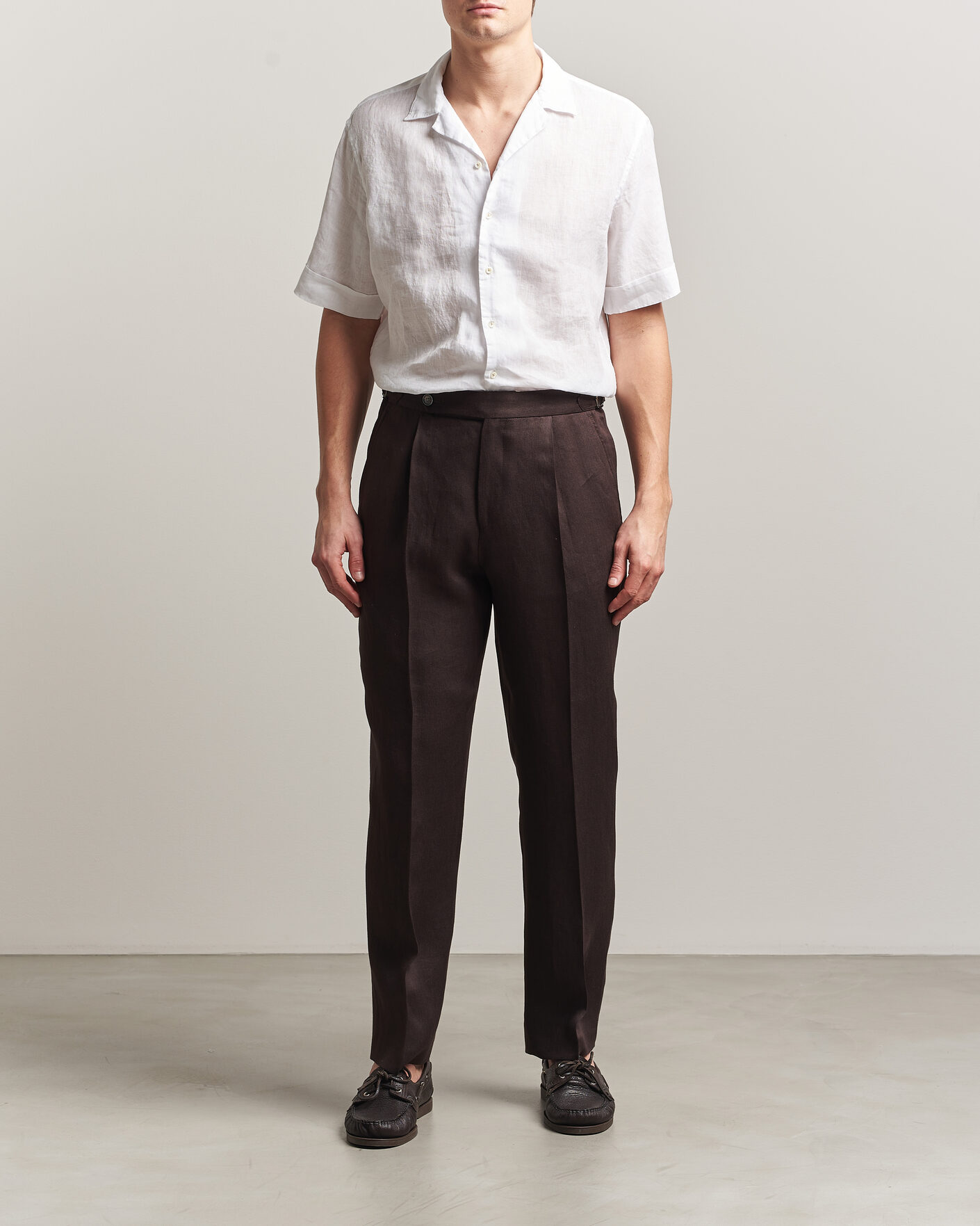 Mies | Kauluspaidat | Stenströms | Short Sleeve Linen Shirt White