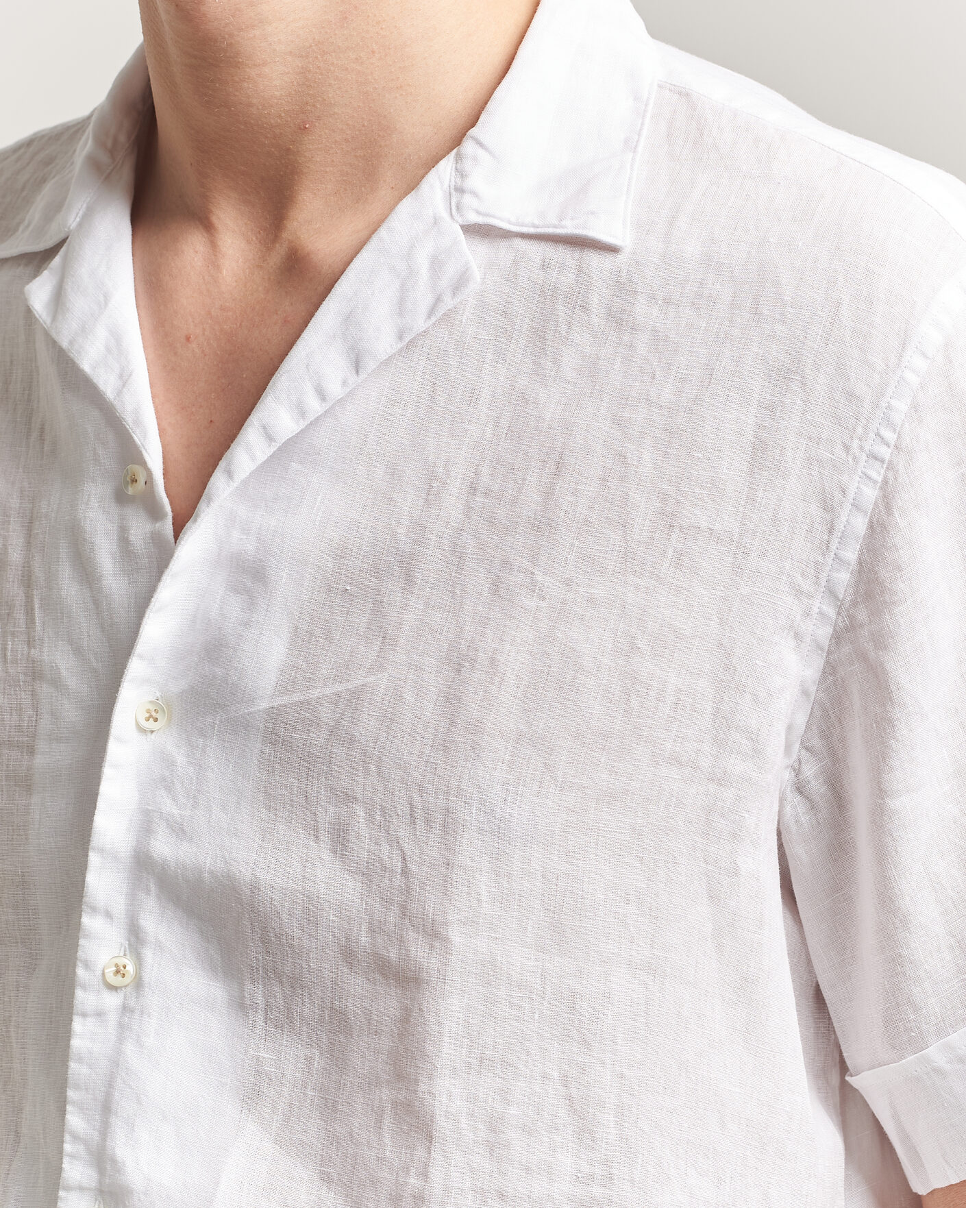 Mies | Kauluspaidat | Stenströms | Short Sleeve Linen Shirt White