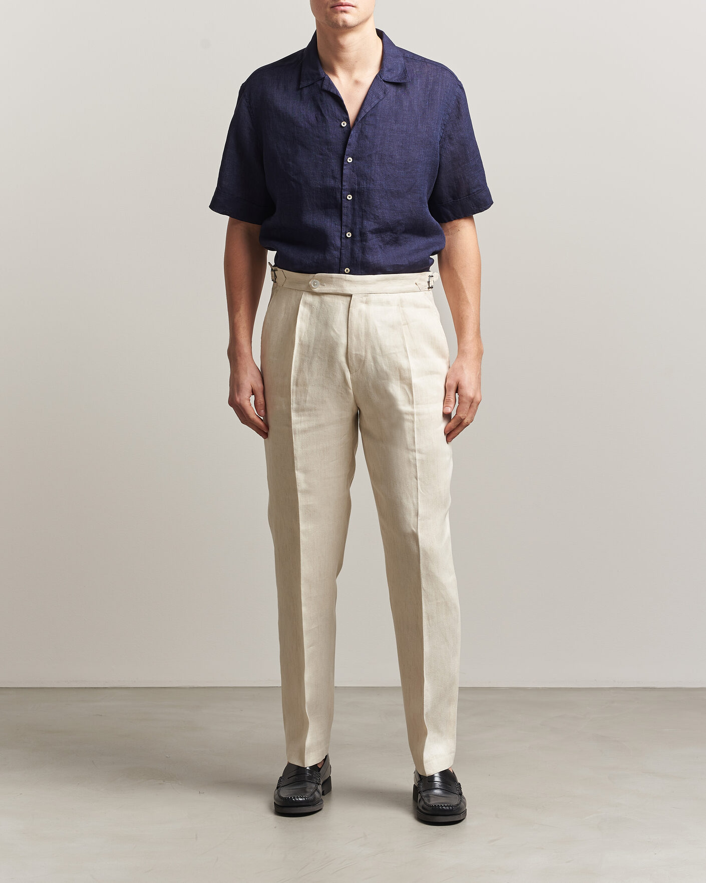 Mies | Kauluspaidat | Stenströms | Short Sleeve Linen Shirt Navy