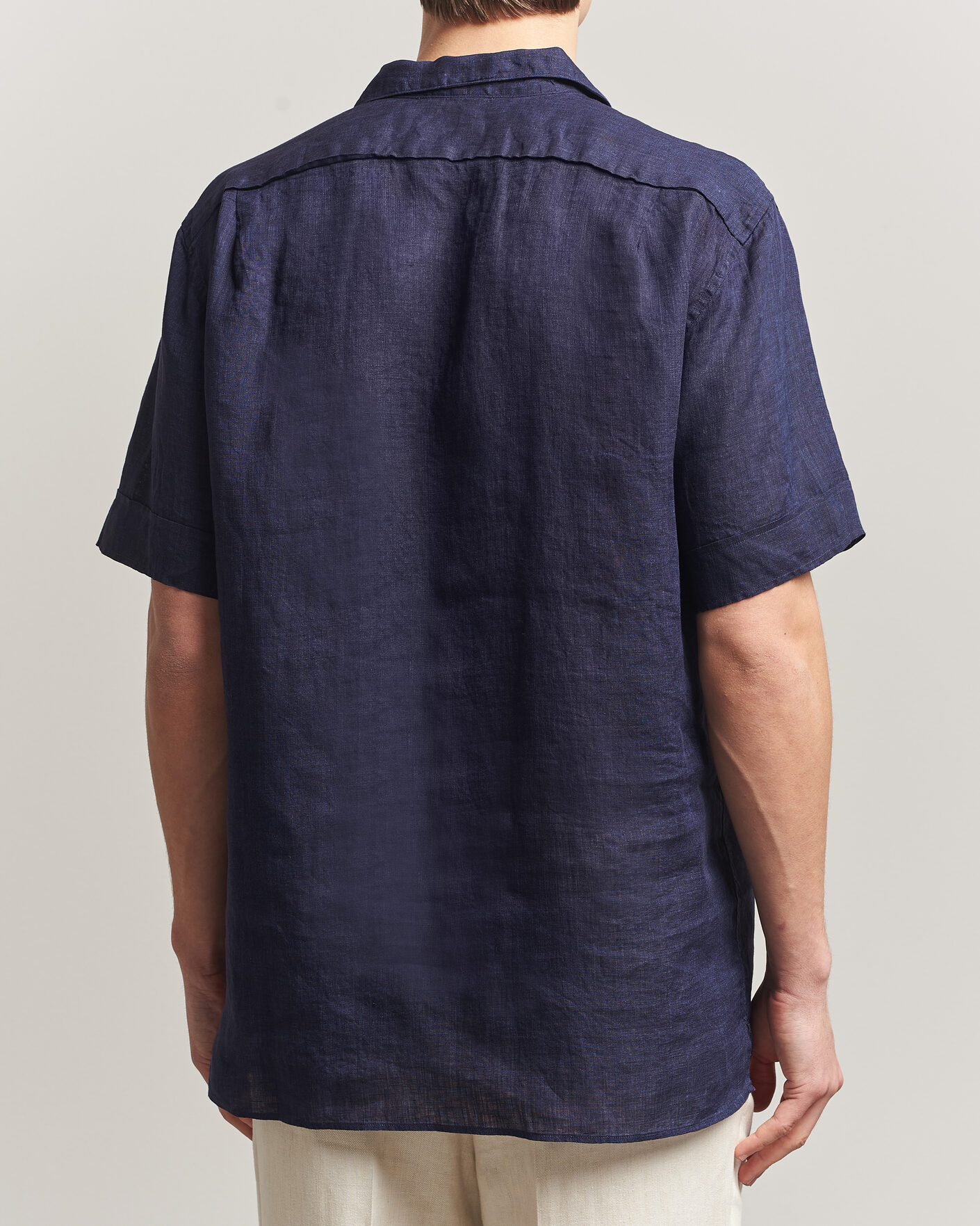 Mies | Kauluspaidat | Stenströms | Short Sleeve Linen Shirt Navy