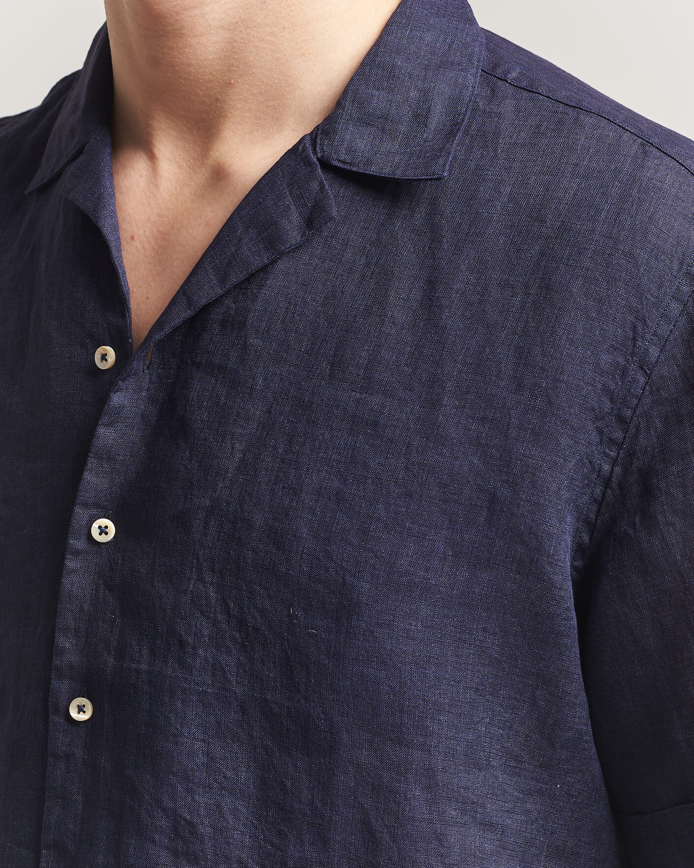 Mies | Kauluspaidat | Stenströms | Short Sleeve Linen Shirt Navy