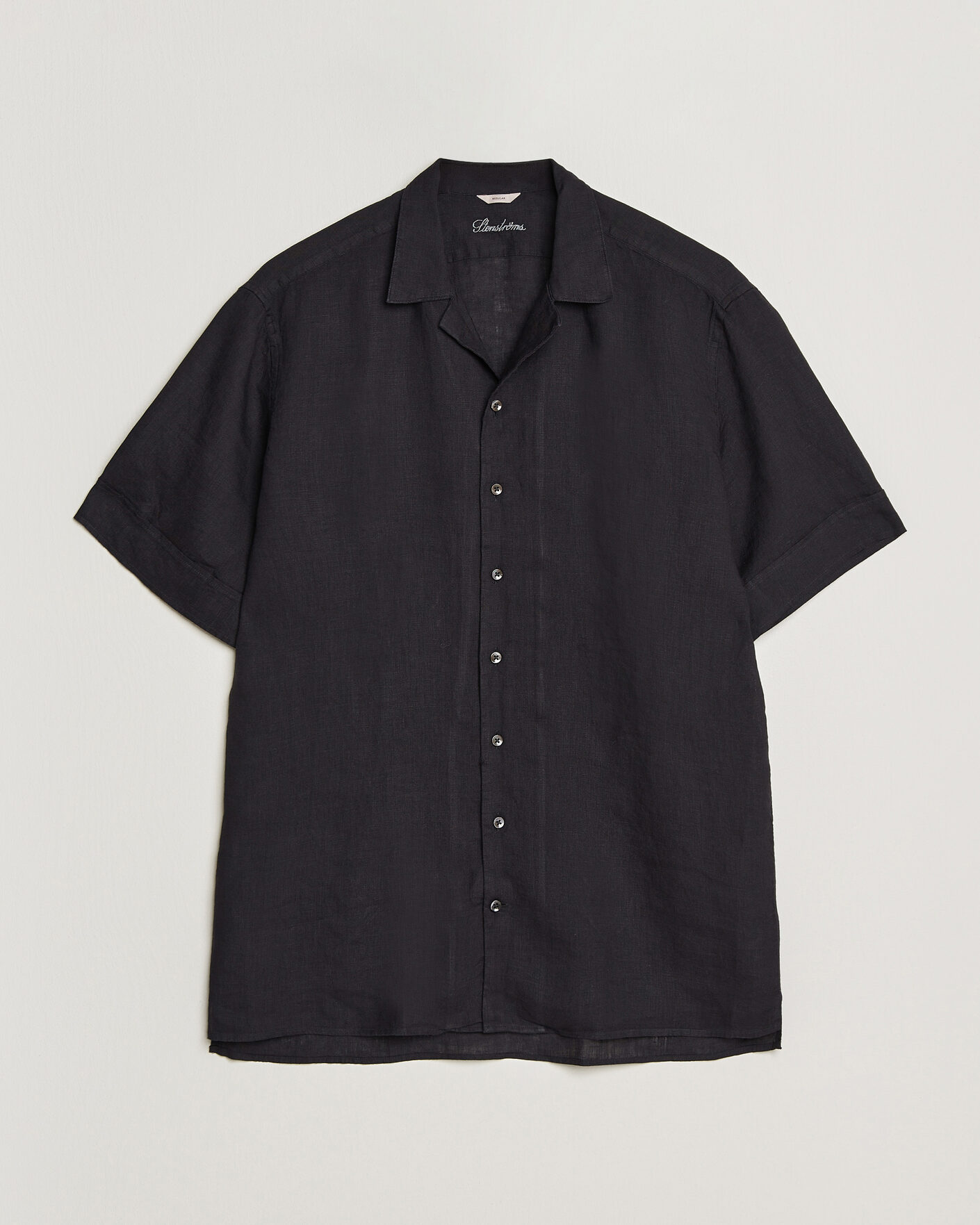 Mies | Kauluspaidat | Stenströms | Short Sleeve Linen Shirt Black