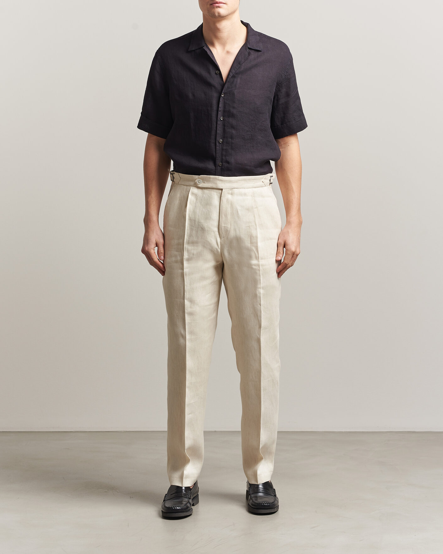 Mies | Kauluspaidat | Stenströms | Short Sleeve Linen Shirt Black