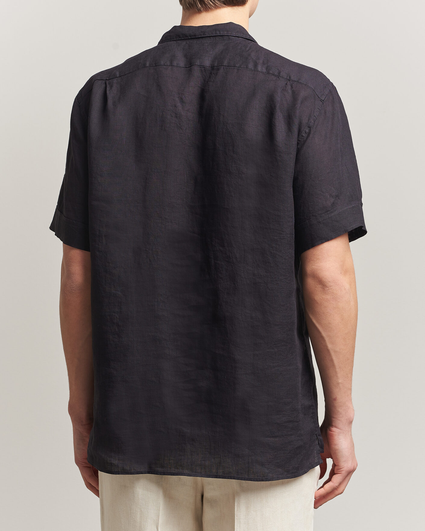Mies | Kauluspaidat | Stenströms | Short Sleeve Linen Shirt Black