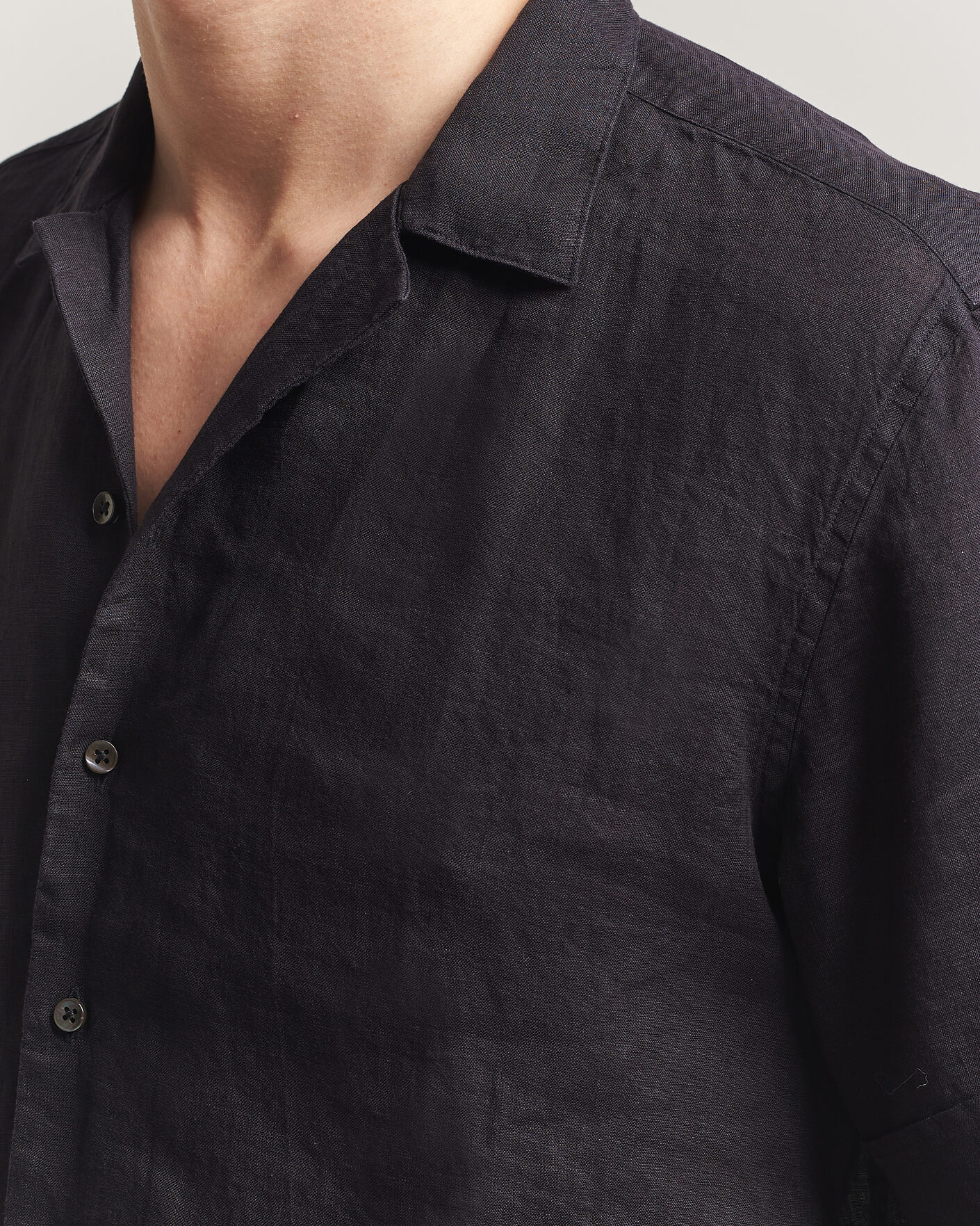 Mies | Kauluspaidat | Stenströms | Short Sleeve Linen Shirt Black