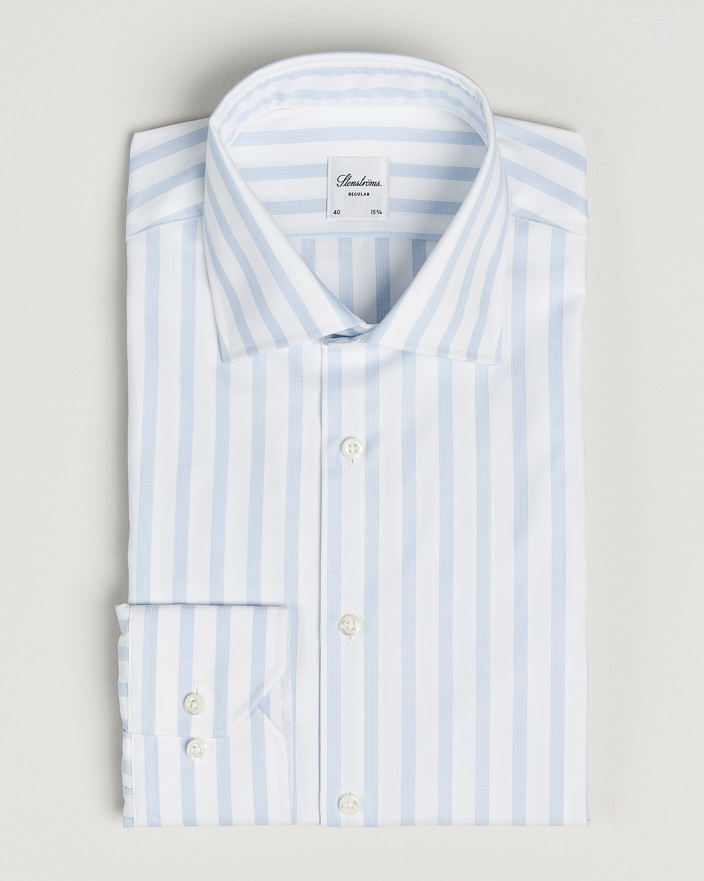 Mies | Kauluspaidat | Stenströms | Regular Wide Stripe Twill Shirt Light Blue