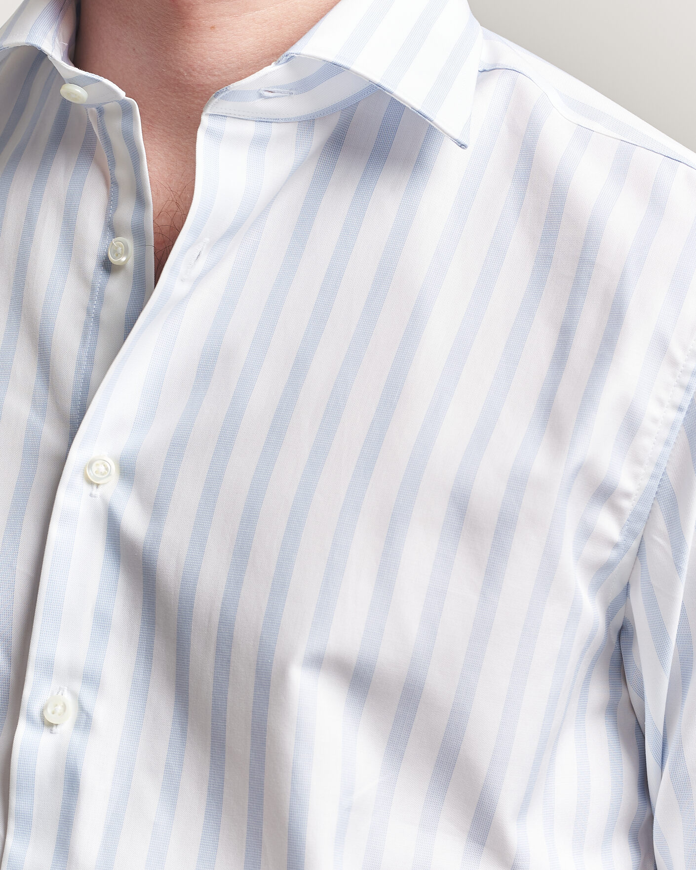 Mies | Kauluspaidat | Stenströms | Regular Wide Stripe Twill Shirt Light Blue