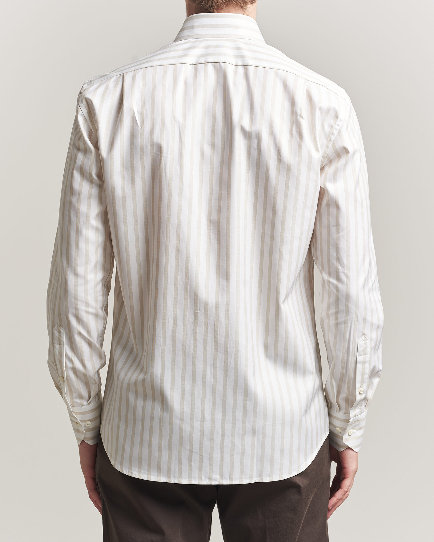 Mies | Kauluspaidat | Stenströms | Regular Wide Stripe Twill Shirt Beige