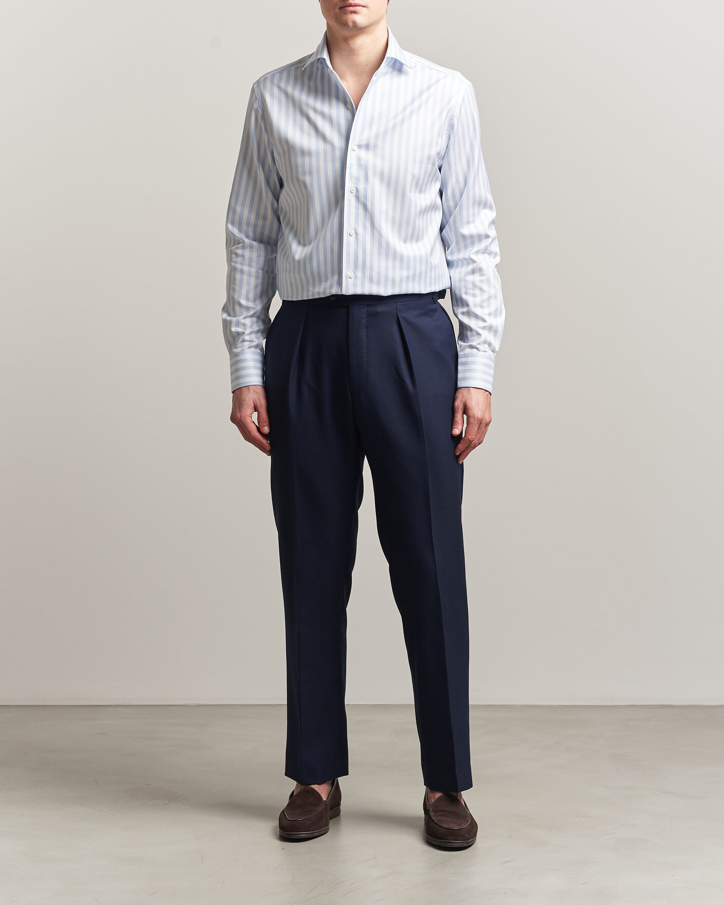 Mies | Kauluspaidat | Stenströms | Regular Fit One Piece Collar Striped Shirt Blue