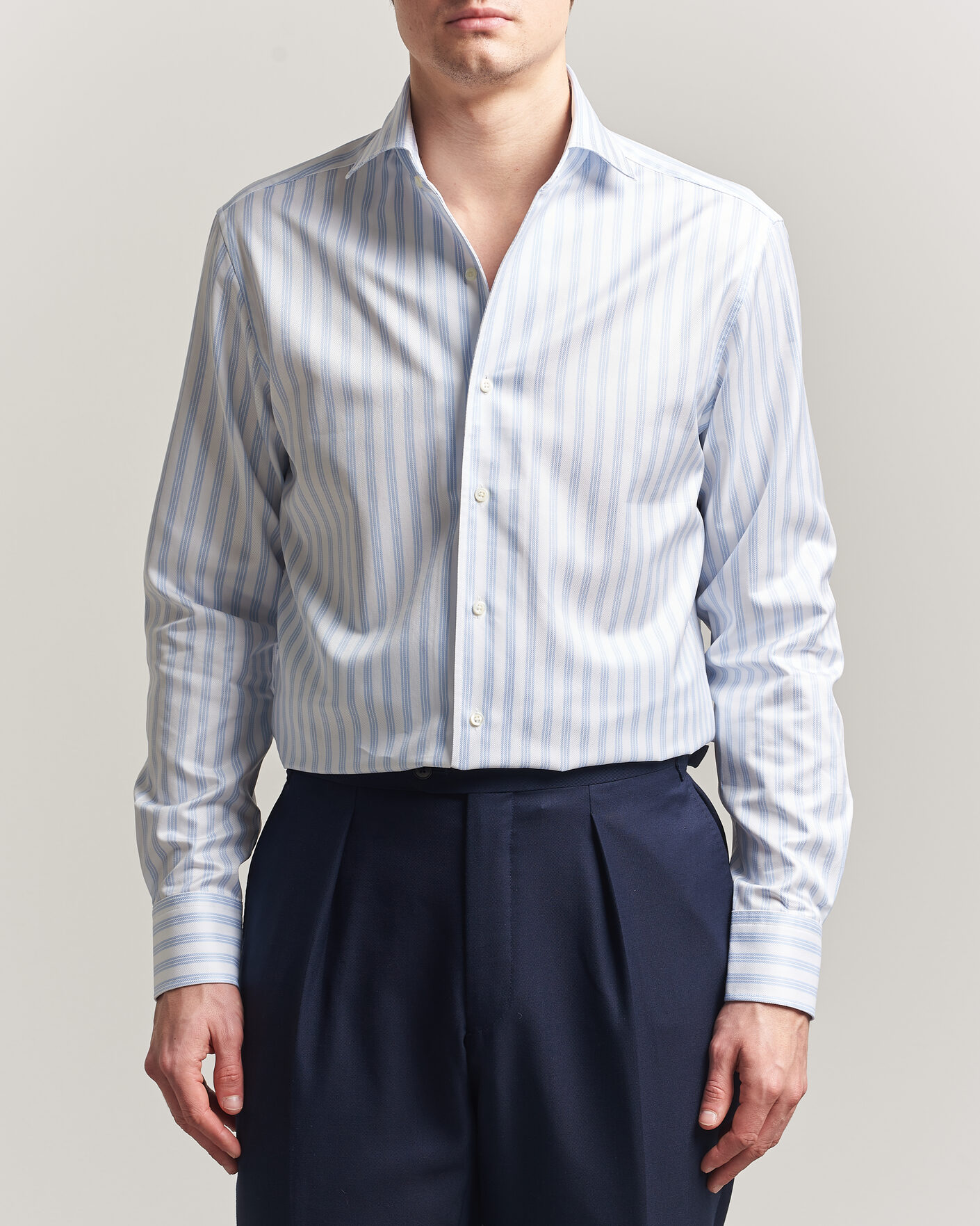Mies | Kauluspaidat | Stenströms | Regular Fit One Piece Collar Striped Shirt Blue