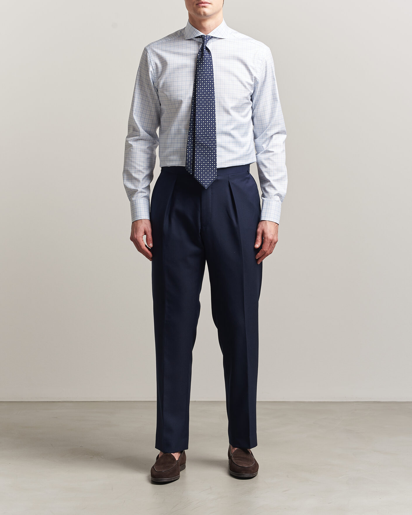 Mies | Kauluspaidat | Stenströms | Regular Fit Checked Twill Shirt Light Blue