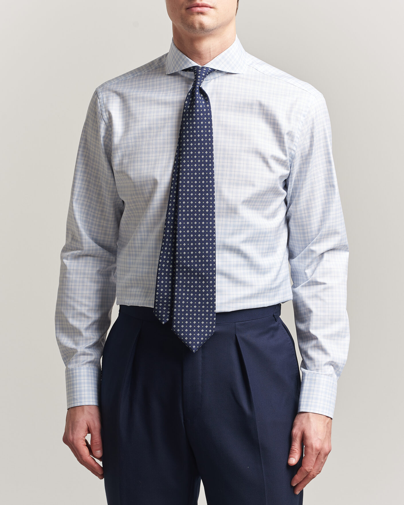Mies | Kauluspaidat | Stenströms | Regular Fit Checked Twill Shirt Light Blue