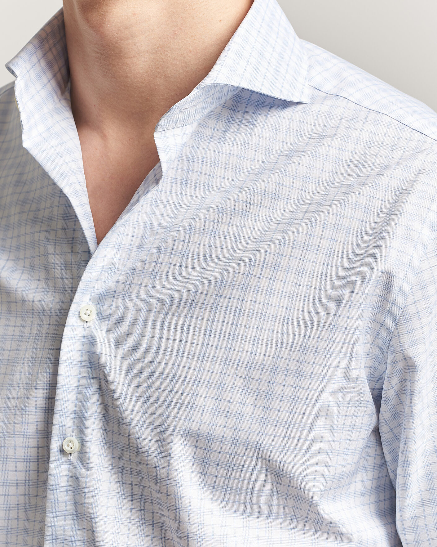 Mies | Kauluspaidat | Stenströms | Regular Fit Checked Twill Shirt Light Blue