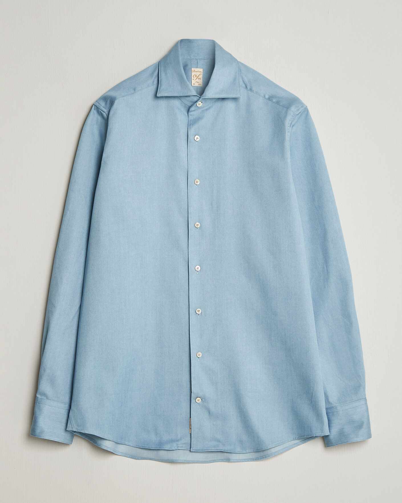 Mies | Kauluspaidat | Stenströms | 1899 Slim One Piece Washed Denim Shirt Blue