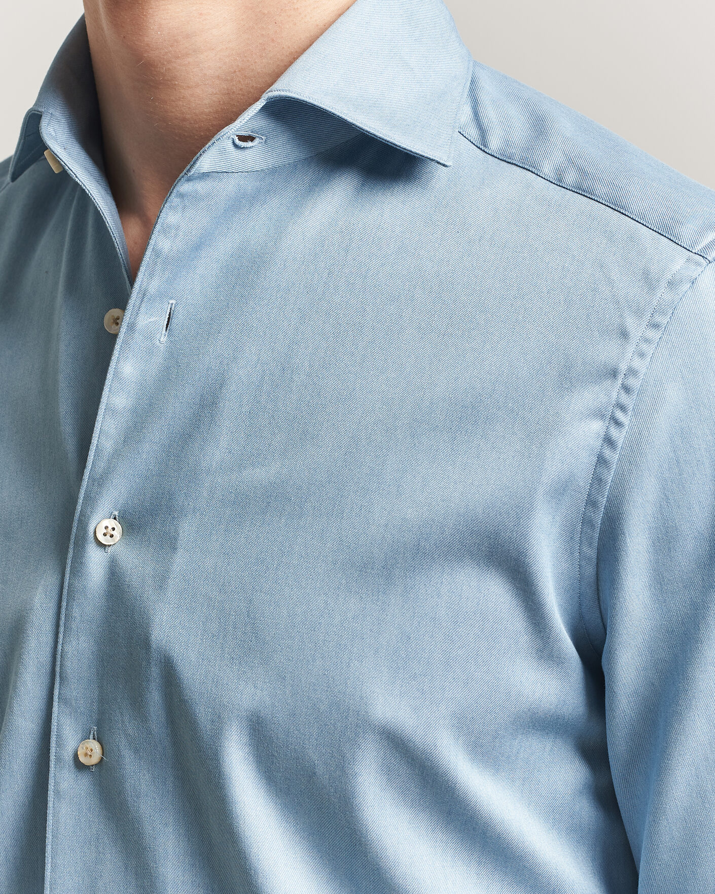 Mies | Kauluspaidat | Stenströms | 1899 Slim One Piece Washed Denim Shirt Blue