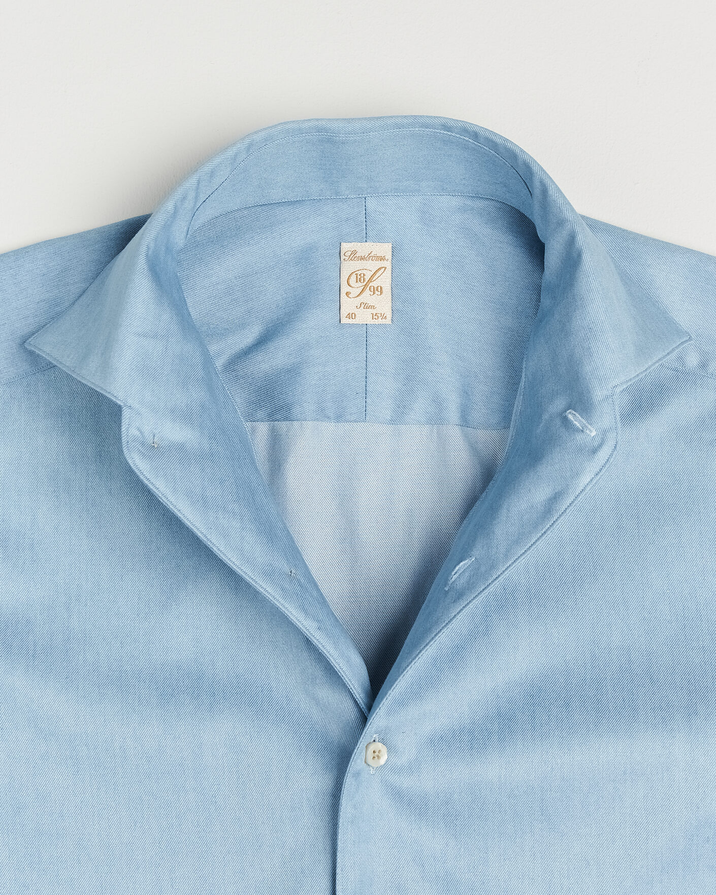 Mies | Kauluspaidat | Stenströms | 1899 Slim One Piece Washed Denim Shirt Blue