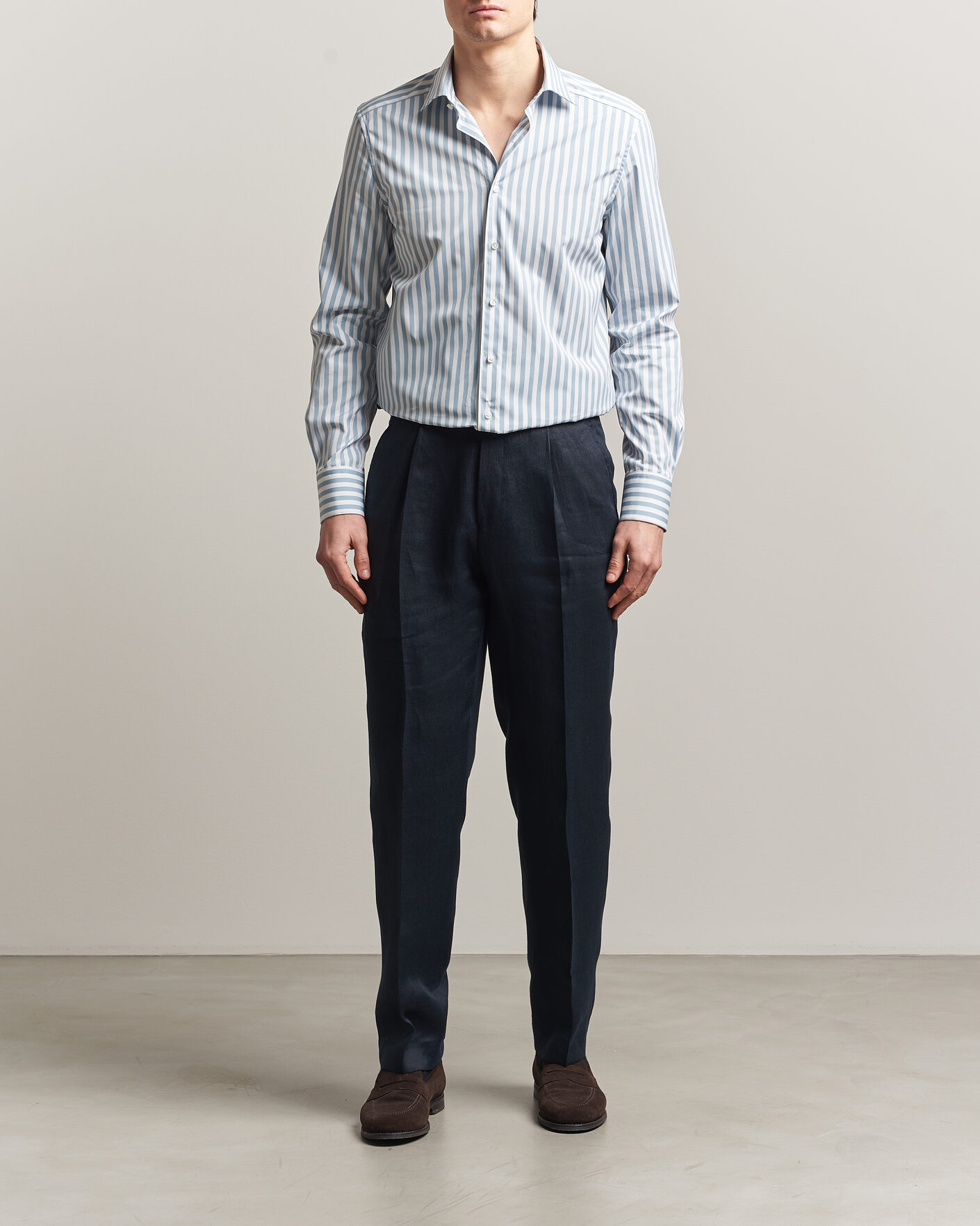 Mies | Kauluspaidat | Stenströms | 1899 Cotton Twill Striped Shirt Blue