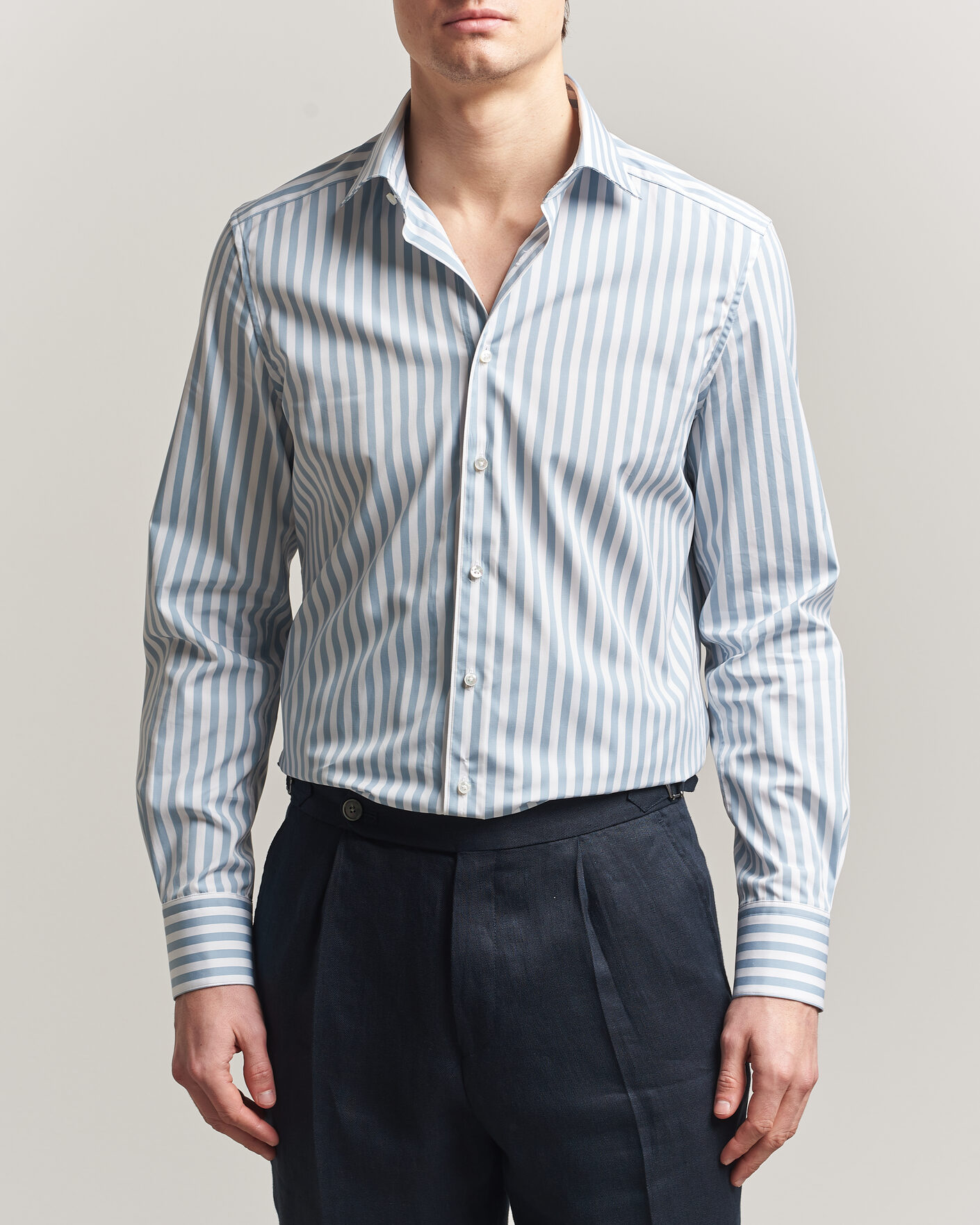 Mies | Kauluspaidat | Stenströms | 1899 Cotton Twill Striped Shirt Blue