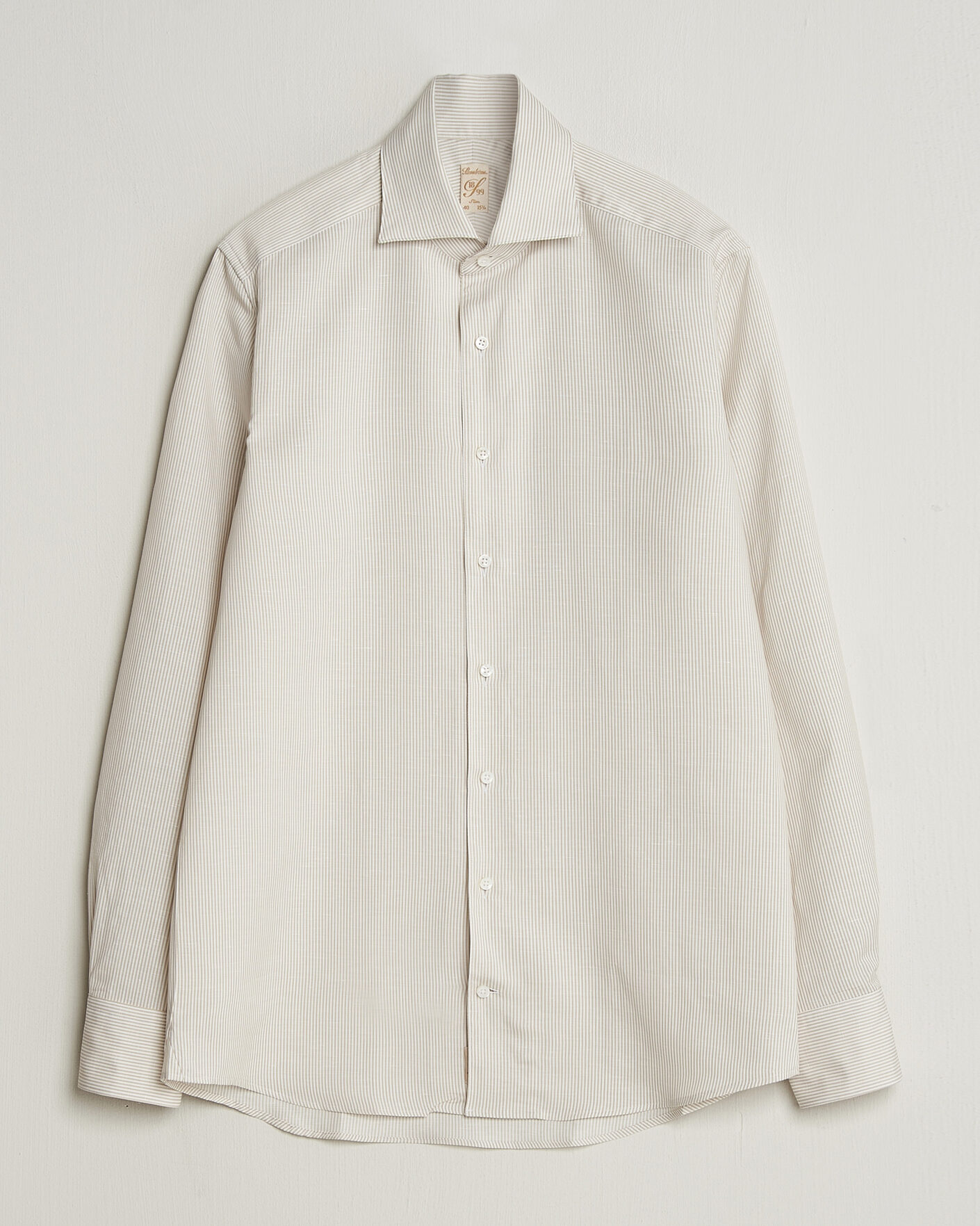 Mies | Kauluspaidat | Stenströms | 1899 Cotton/Linen/Silk Striped Shirt Beige
