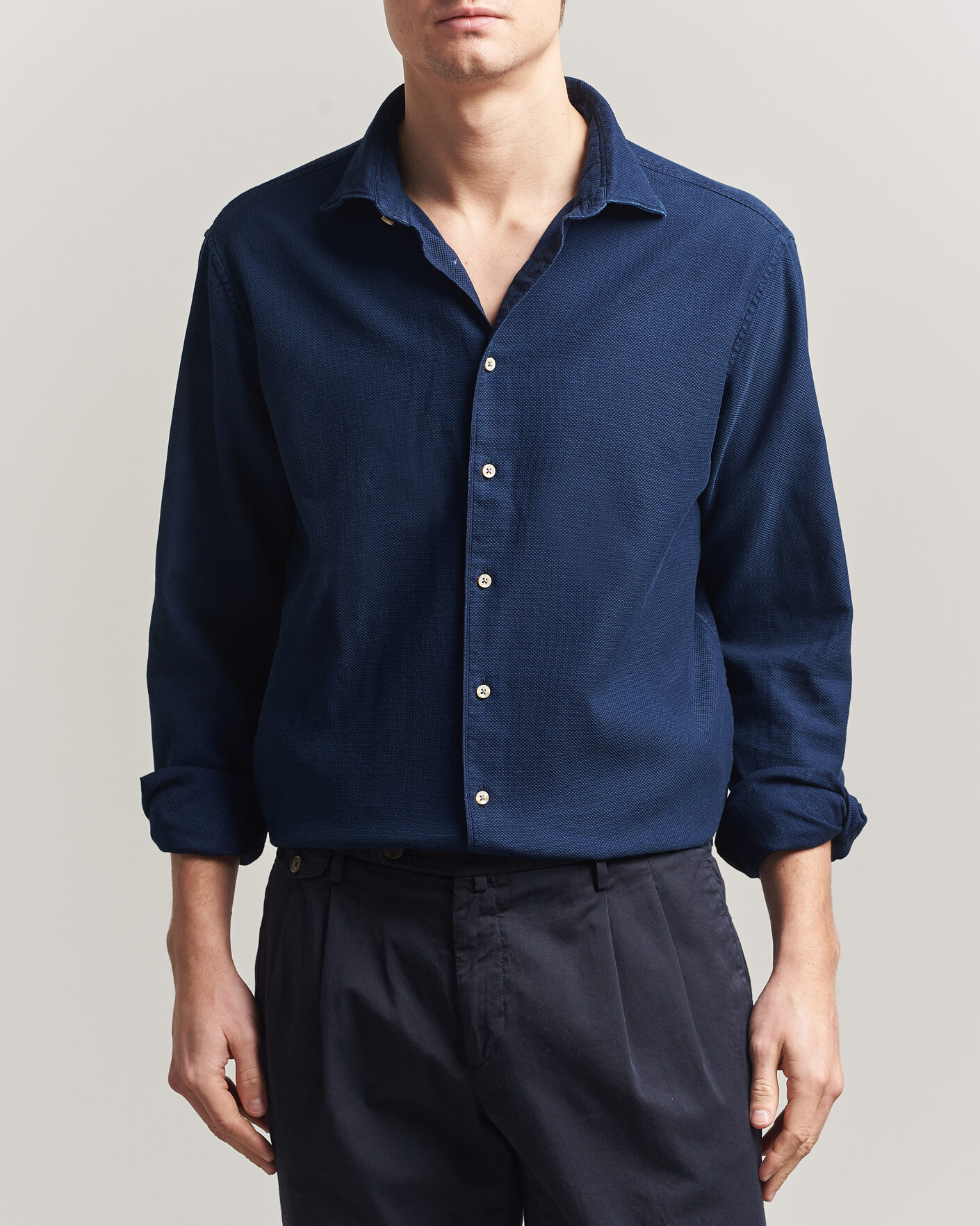 Mies | Kauluspaidat | Stenströms | Regular Fit Structured Denim Shirt Navy