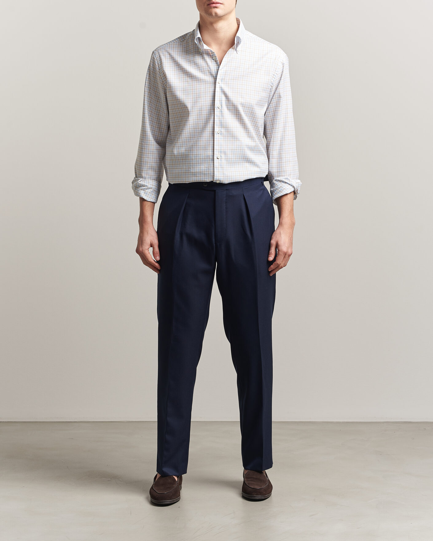 Mies | Kauluspaidat | Stenströms | Regular Fit Checked Oxford Shirt Blue