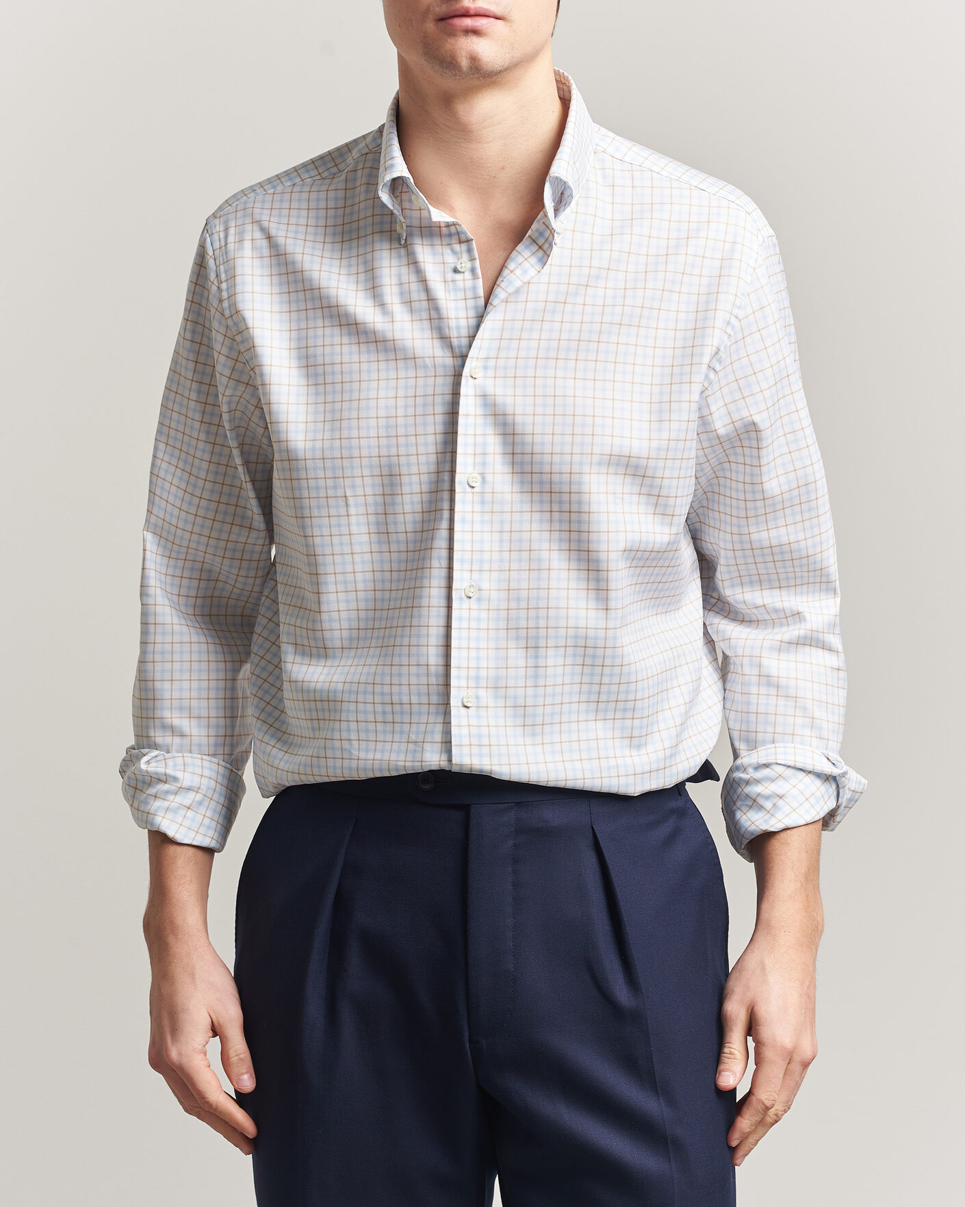 Mies | Kauluspaidat | Stenströms | Regular Fit Checked Oxford Shirt Blue