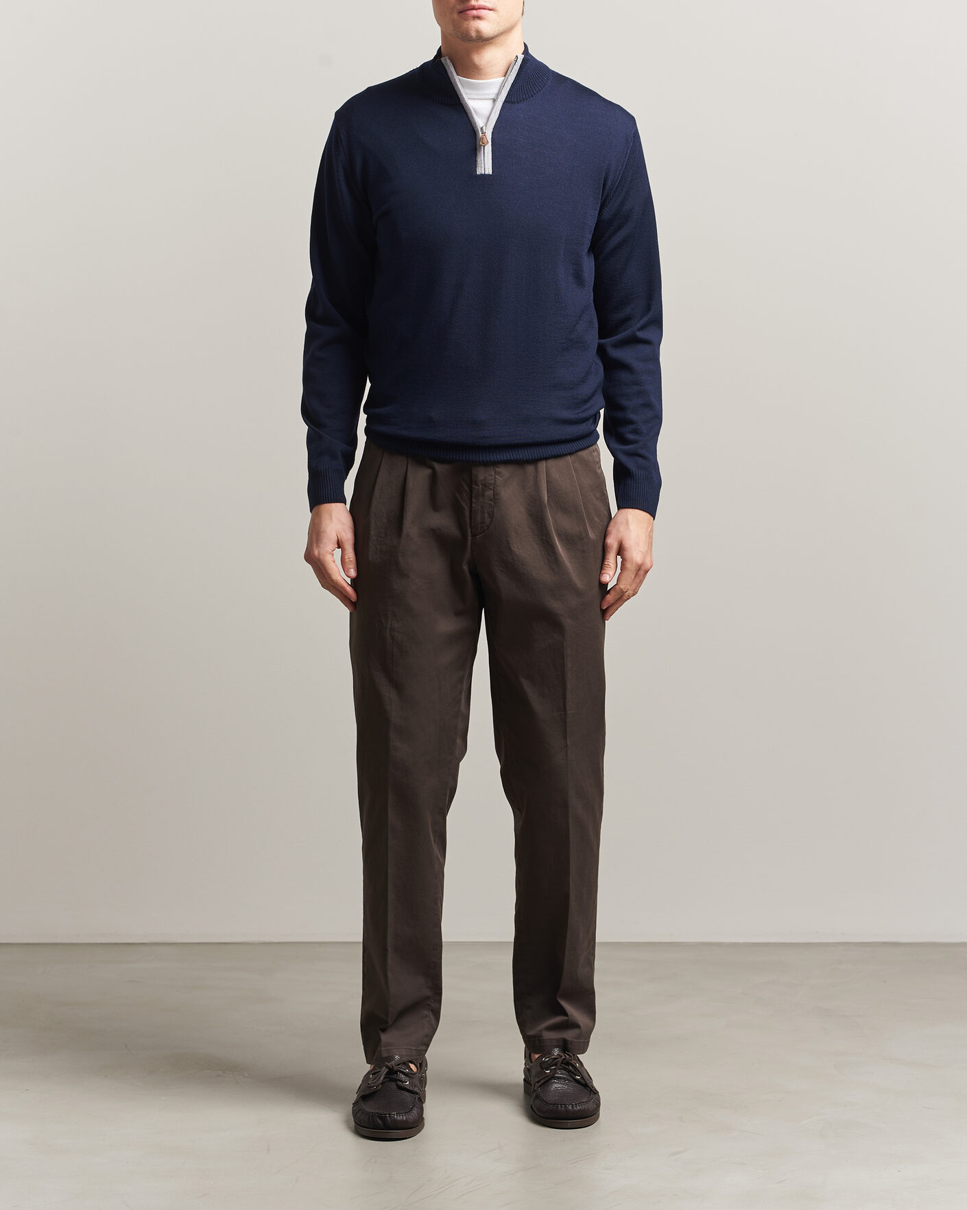 Mies | Puserot | Stenströms | Merino Contrast Half-Zip Navy