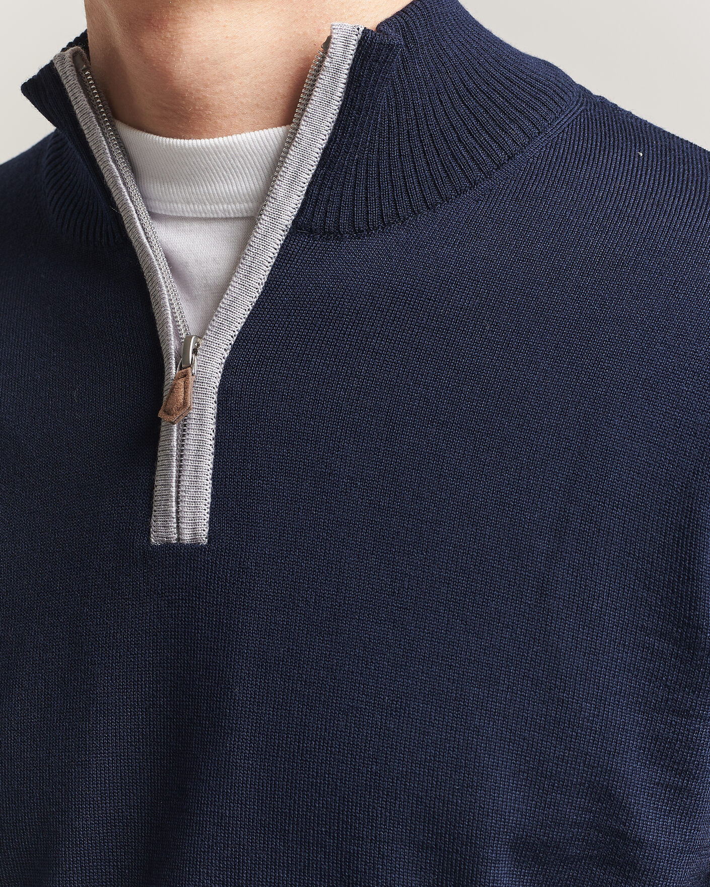 Mies | Puserot | Stenströms | Merino Contrast Half-Zip Navy