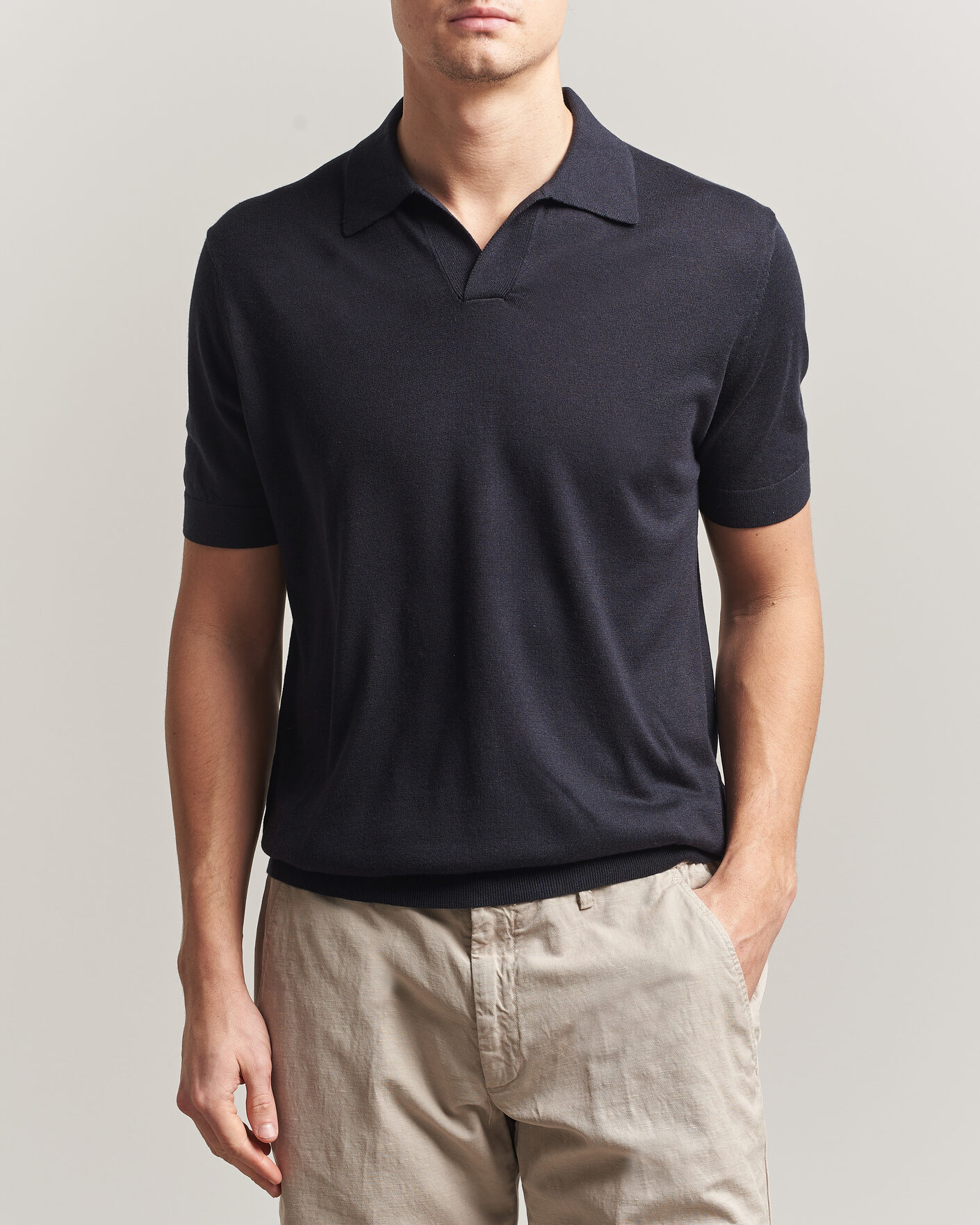 Mies | Pikeet | Stenströms | Silk/Cashmere Polo Navy