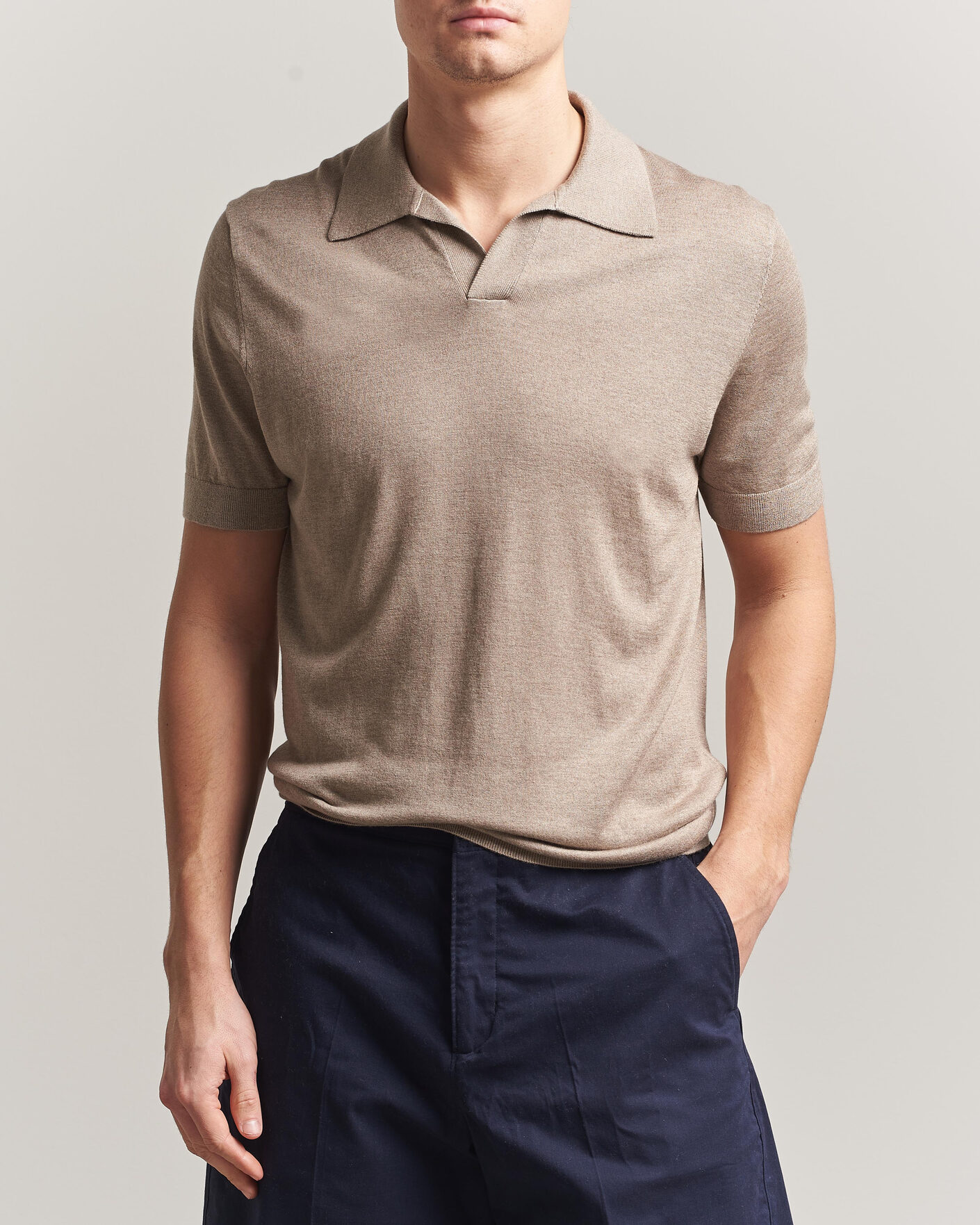 Mies | Pikeet | Stenströms | Silk/Cashmere Polo Taupe