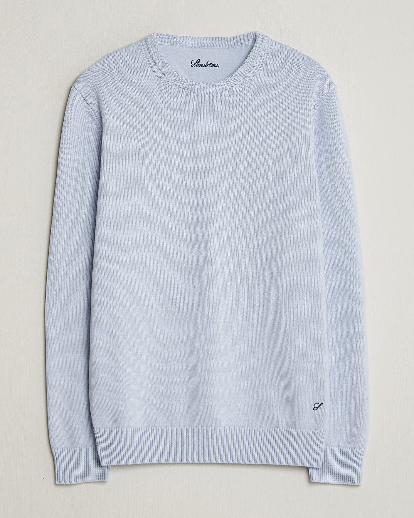 Mies | Puserot | Stenströms | Organic Cotton Knitted Sweater Light Blue