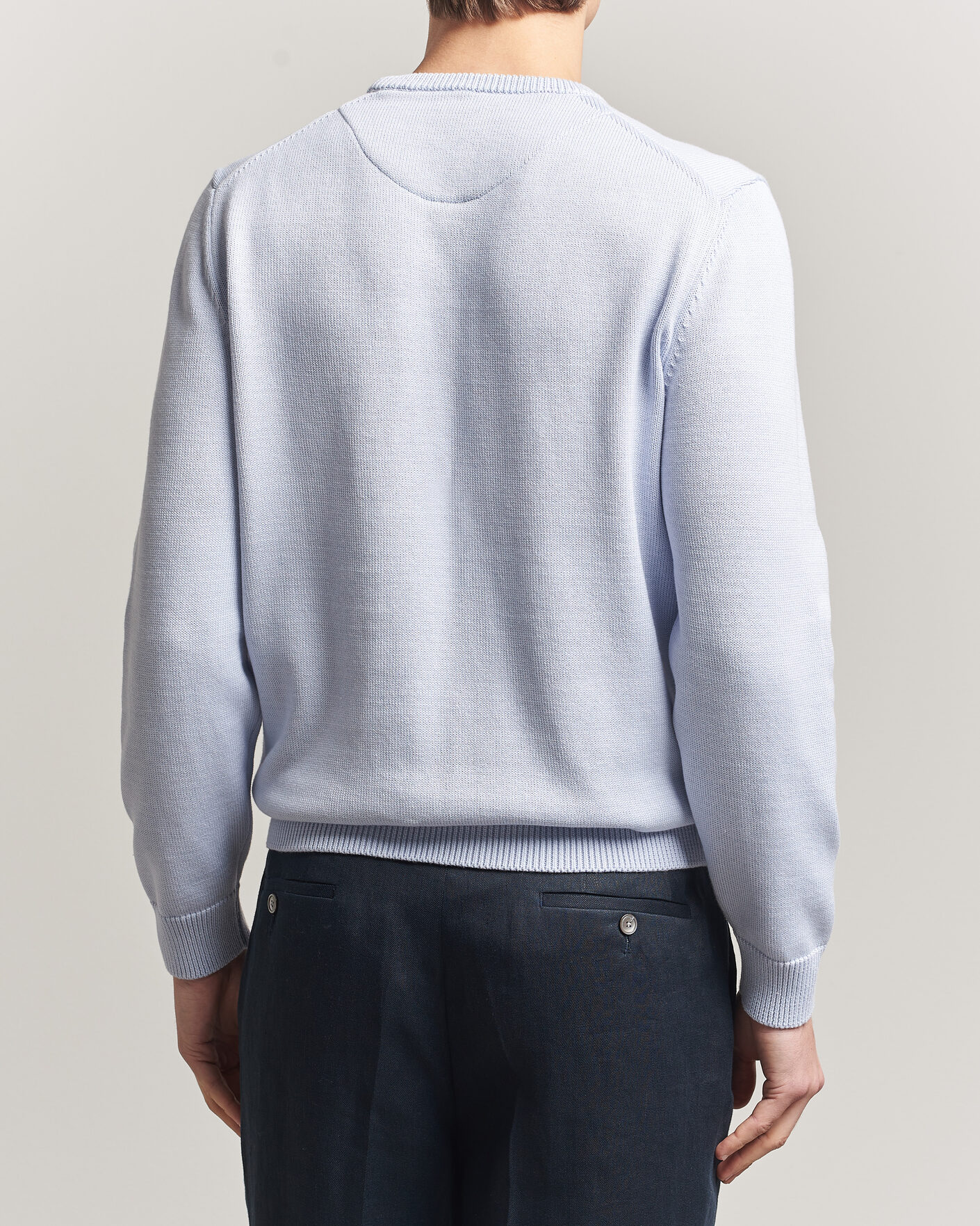 Mies | Puserot | Stenströms | Organic Cotton Knitted Sweater Light Blue