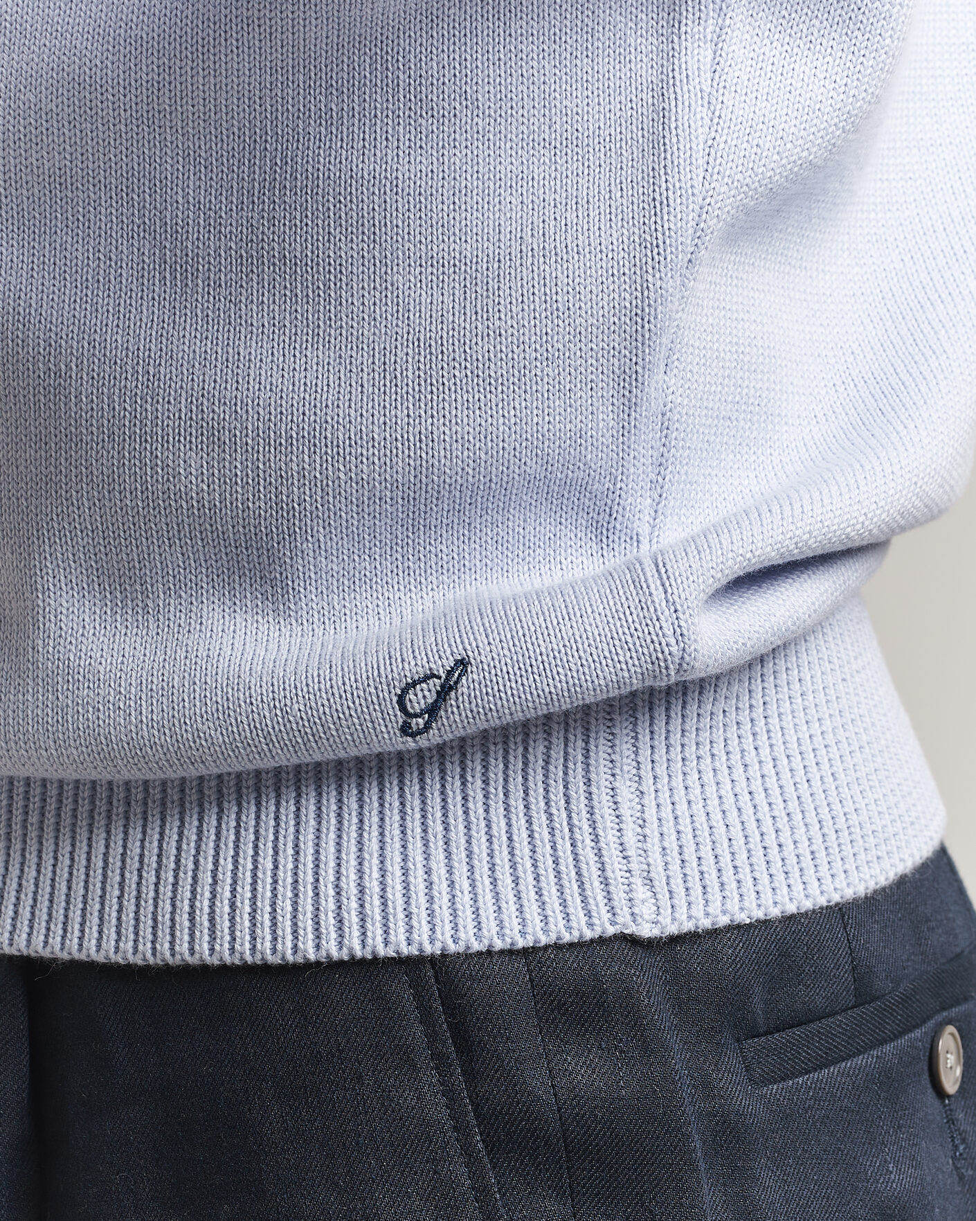 Mies | Puserot | Stenströms | Organic Cotton Knitted Sweater Light Blue