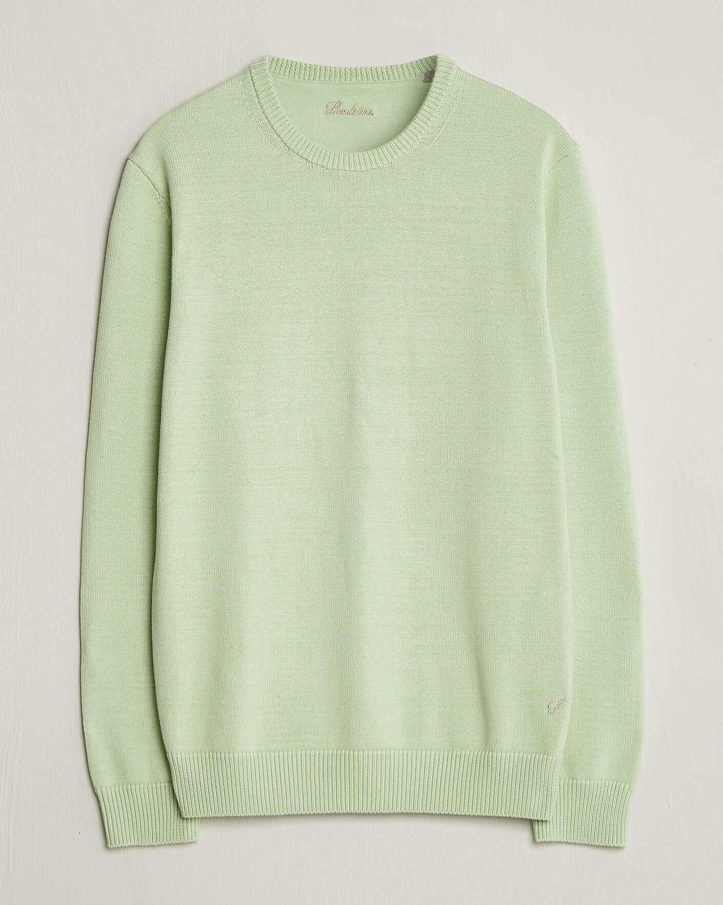 Mies | Puserot | Stenströms | Organic Cotton Knitted Sweater Light Green