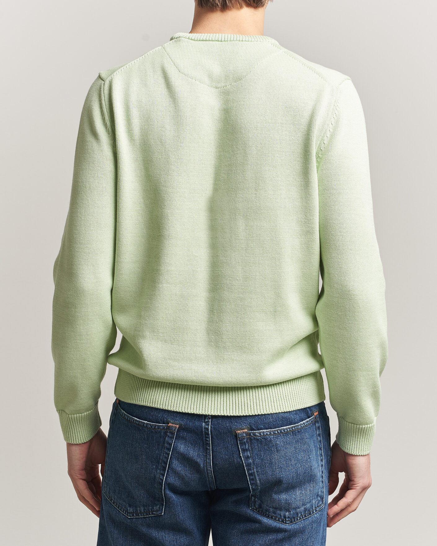 Mies | Puserot | Stenströms | Organic Cotton Knitted Sweater Light Green
