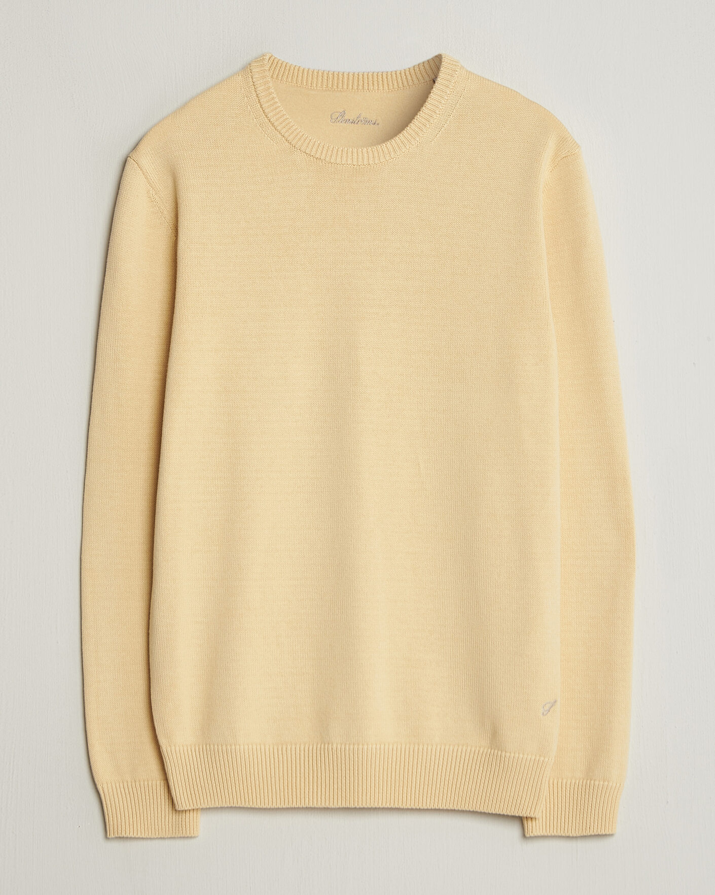 Mies | Puserot | Stenströms | Organic Cotton Knitted Sweater Light Yellow