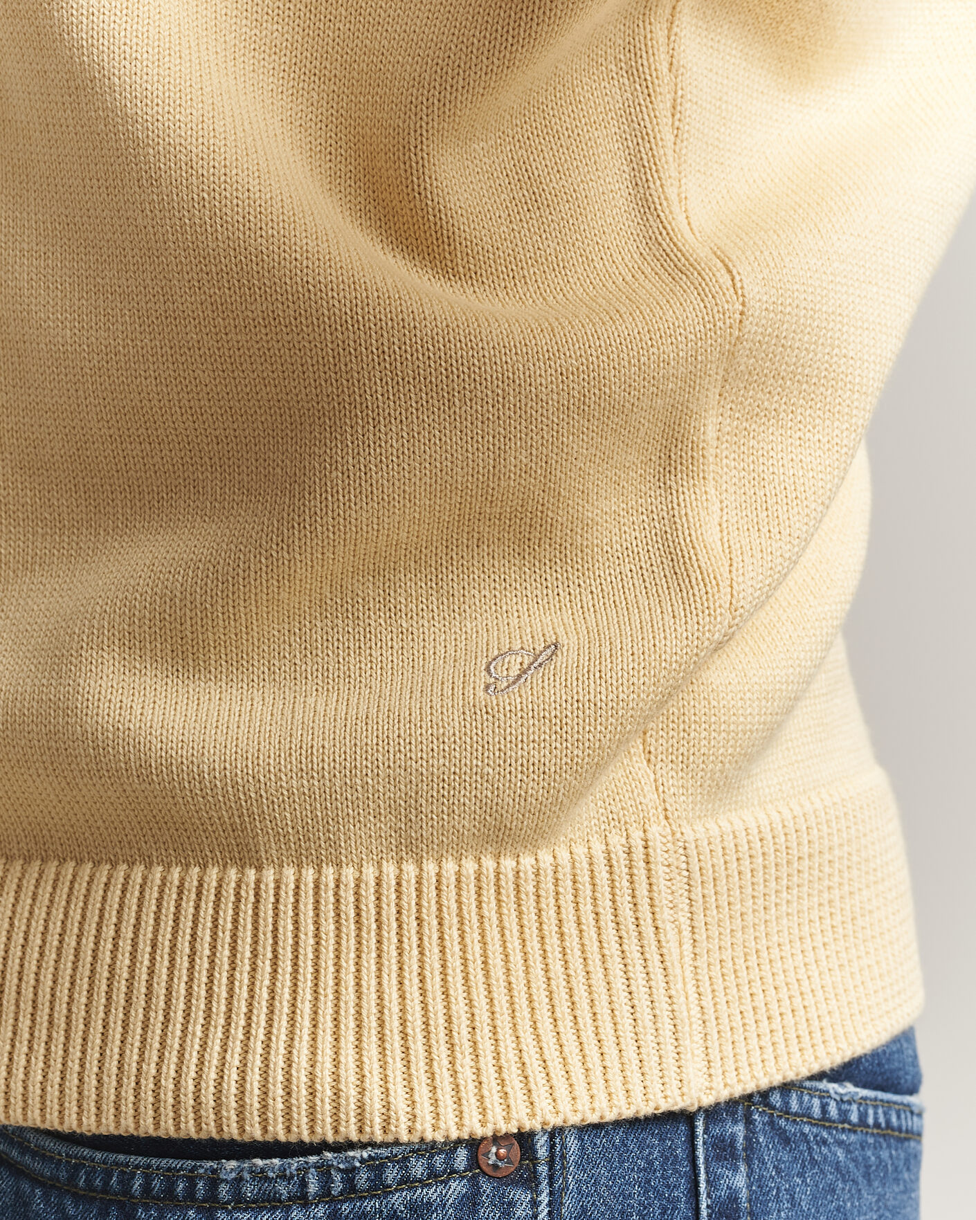 Mies | Puserot | Stenströms | Organic Cotton Knitted Sweater Light Yellow