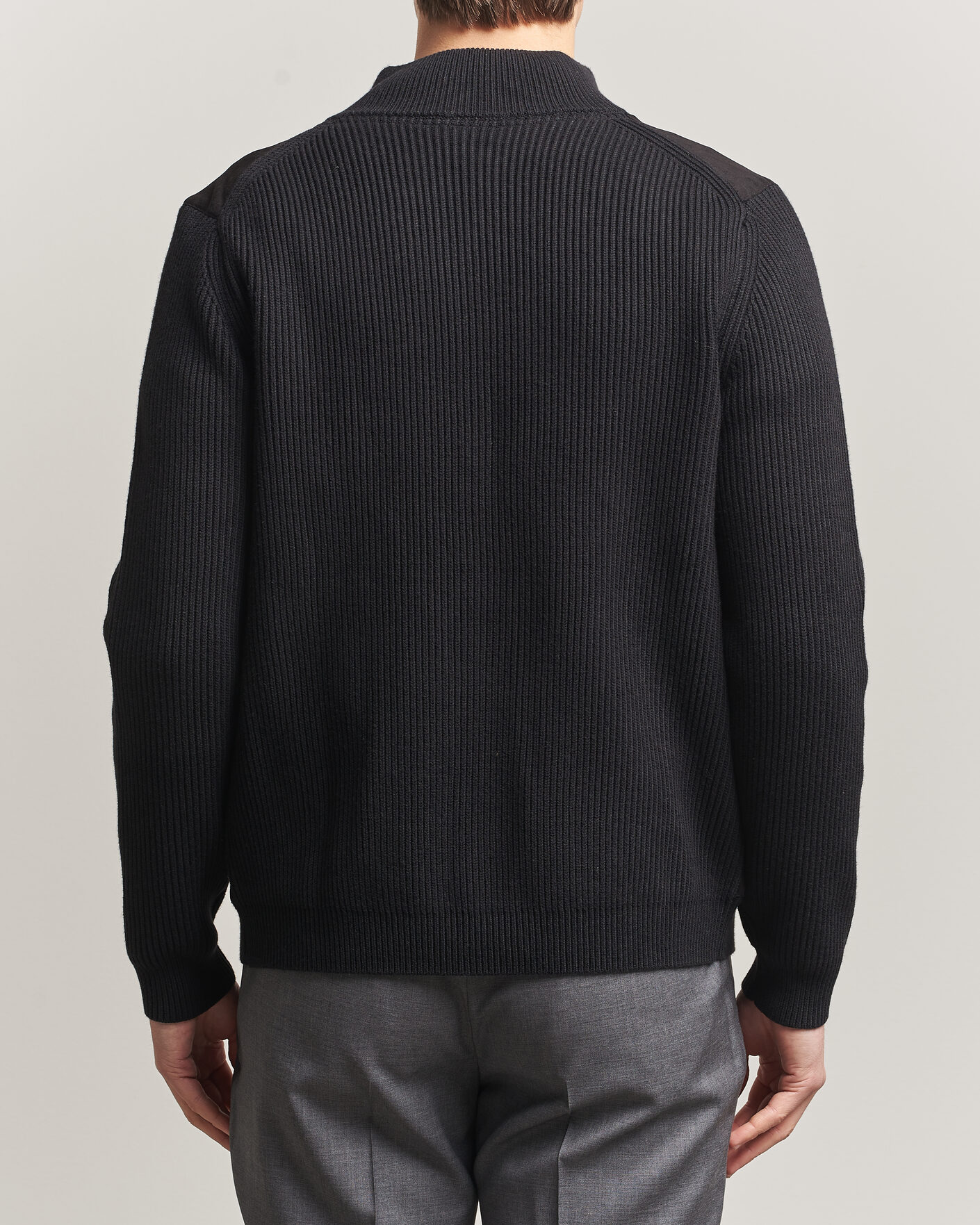 Mies | Puserot | Stenströms | Knitted Hybrid Buttoned Alcantara Cardigan Black
