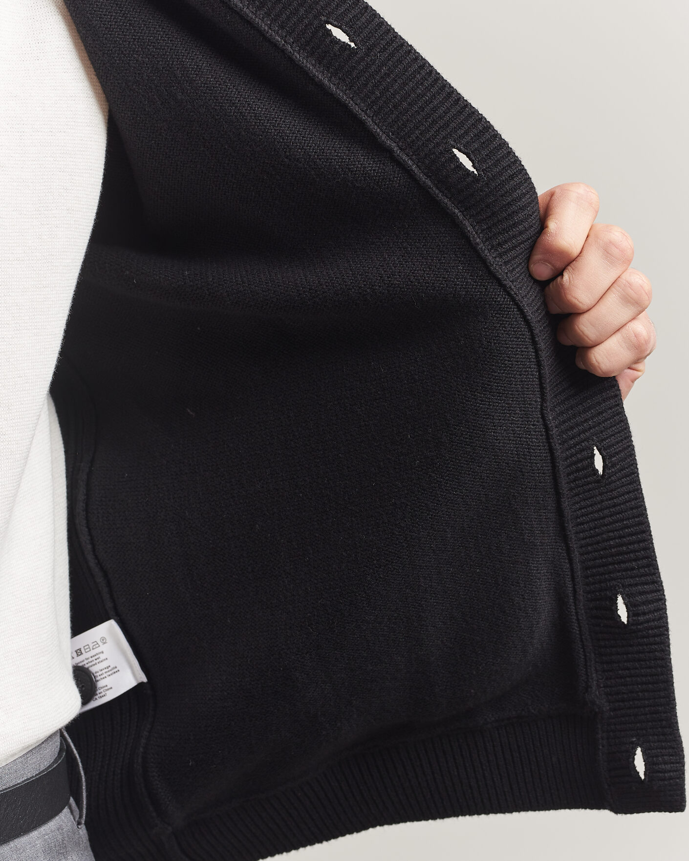 Mies | Puserot | Stenströms | Knitted Hybrid Buttoned Alcantara Cardigan Black