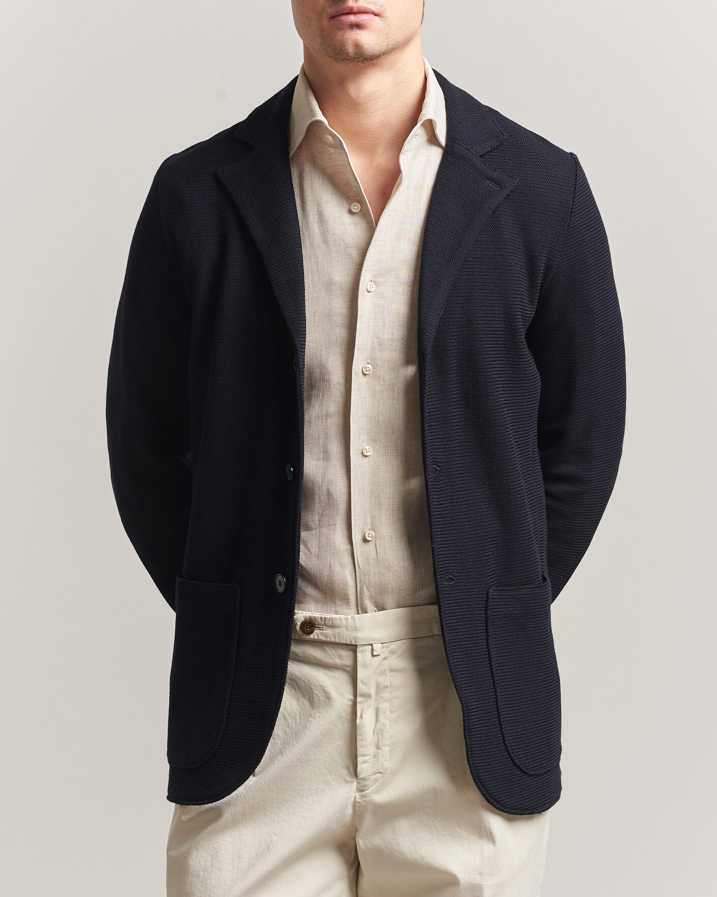 Mies | Pikkutakit | Stenströms | Milano Knitted Textured Blazer Navy