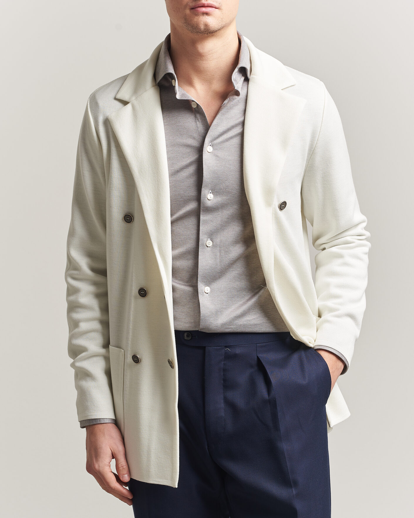 Mies | Pikkutakit | Stenströms | Milano Knitted DB Textured Blazer White