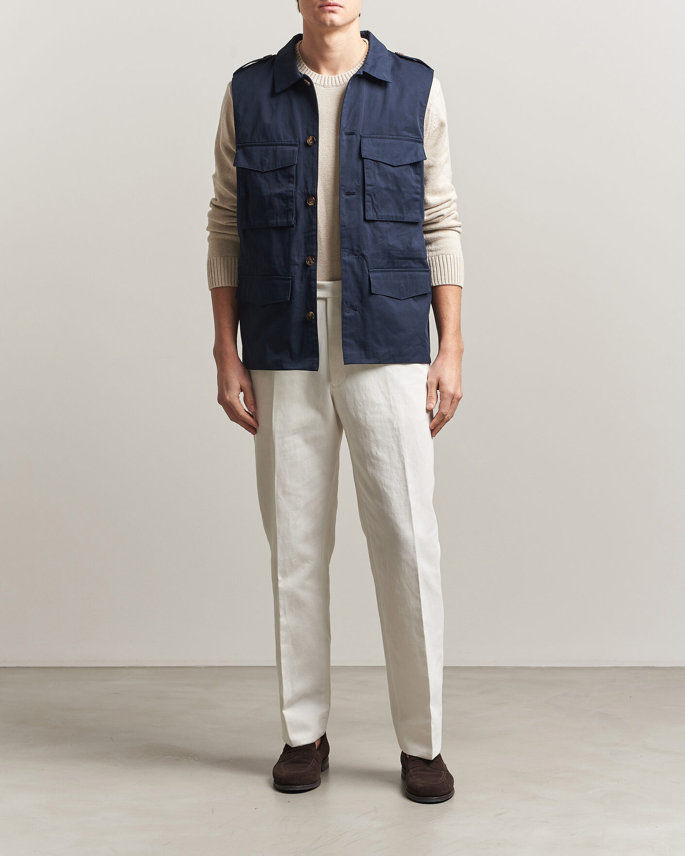 Mies | Ulkoliivit | Stenströms | Cotton  Twill Vest Navy