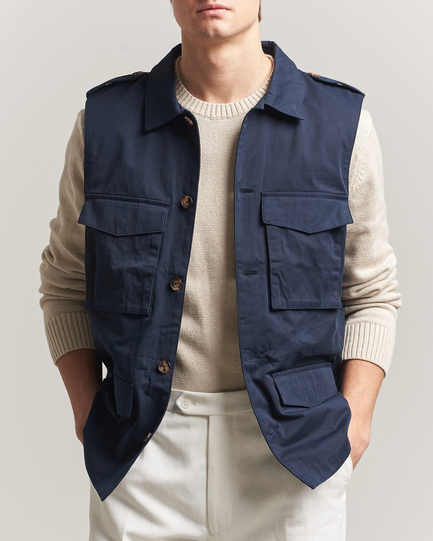 Mies | Ulkoliivit | Stenströms | Cotton  Twill Vest Navy