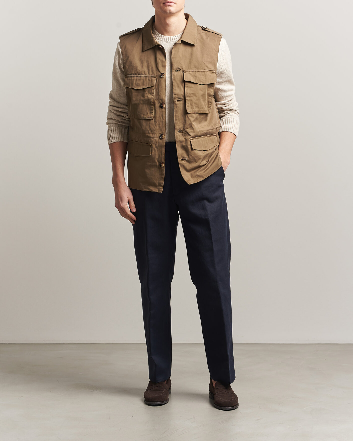 Mies | Ulkoliivit | Stenströms | Cotton Twill Vest Olive