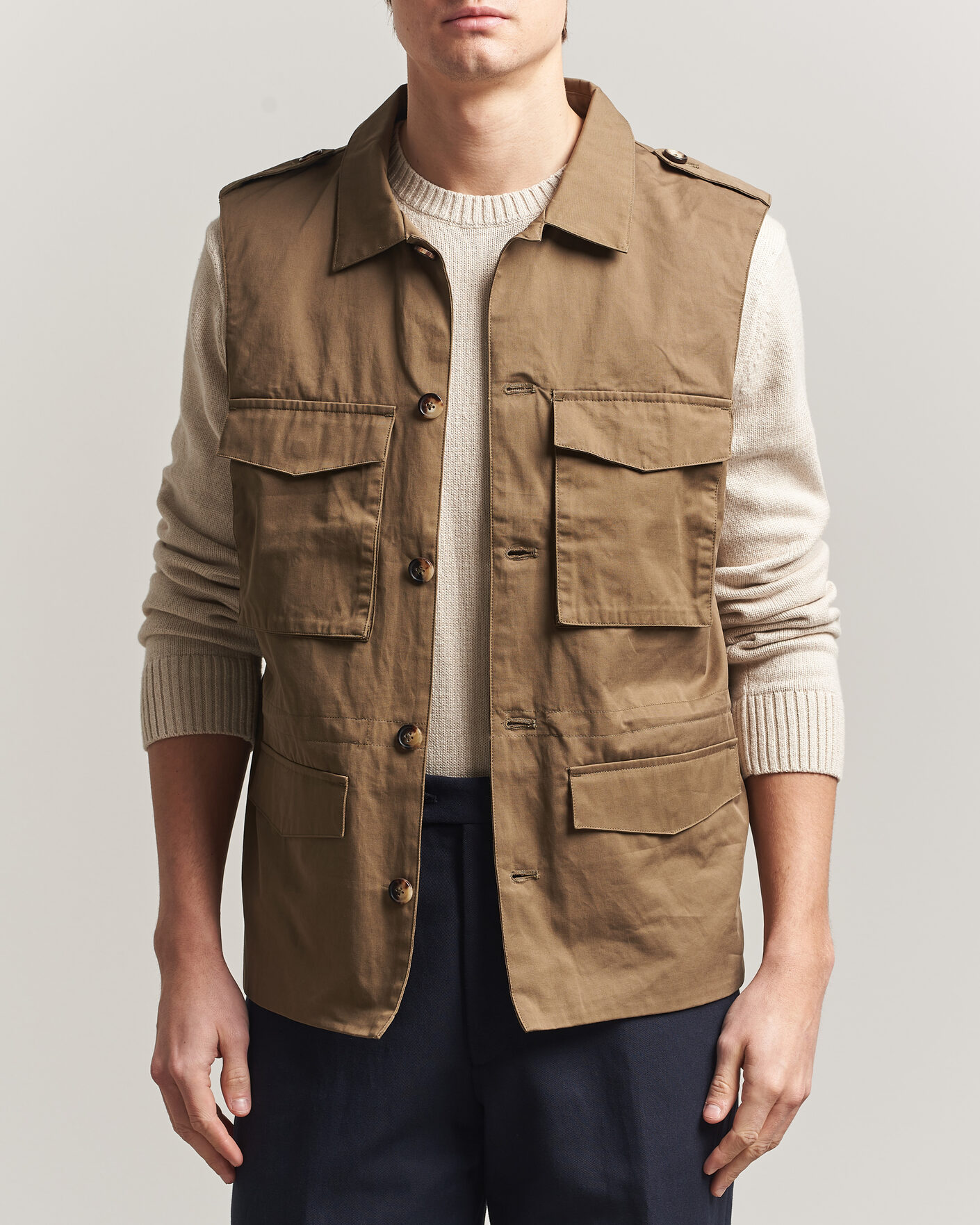 Mies | Ulkoliivit | Stenströms | Cotton Twill Vest Olive