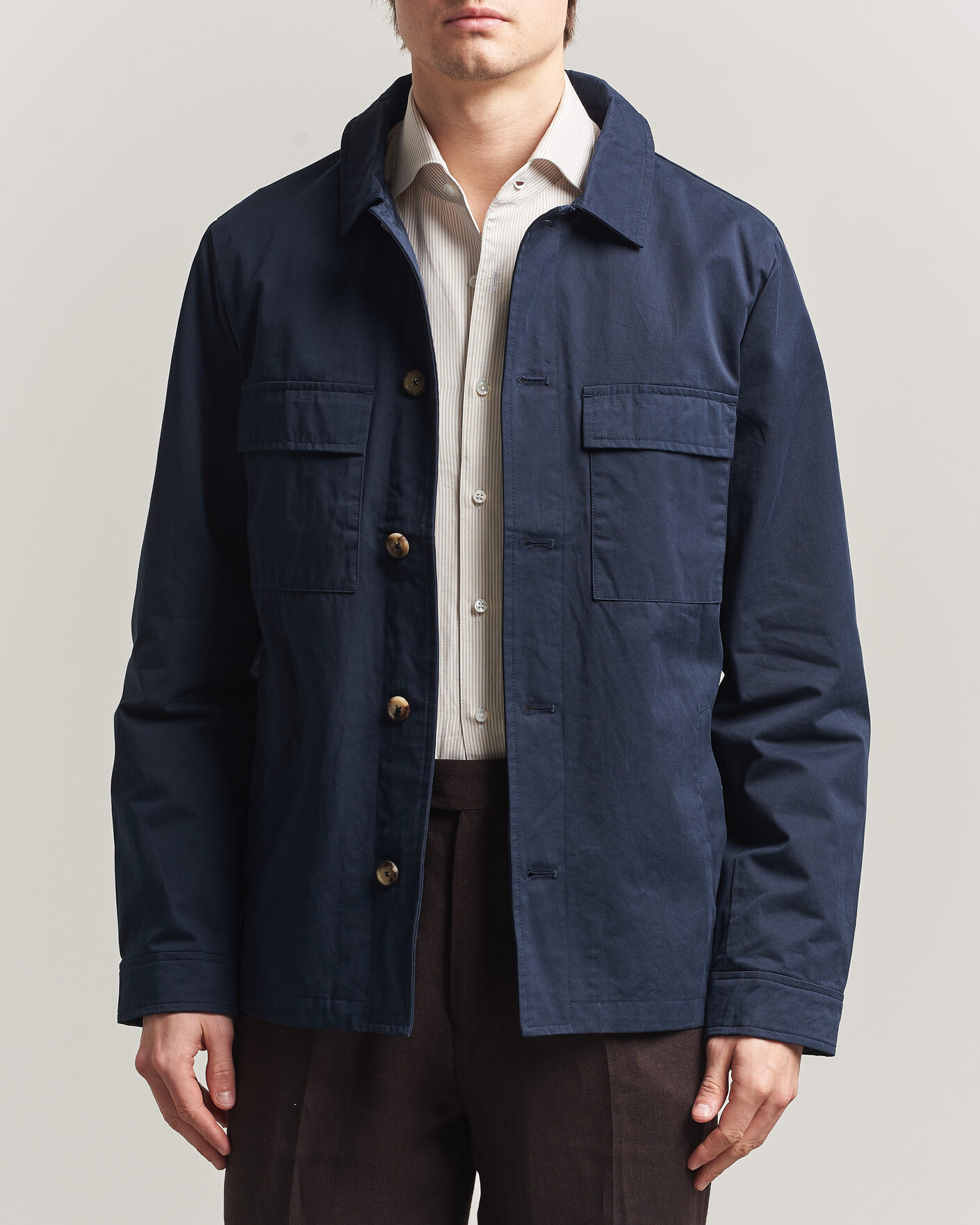 Mies | Takit | Stenströms | Cotton Twill Overshirt Navy