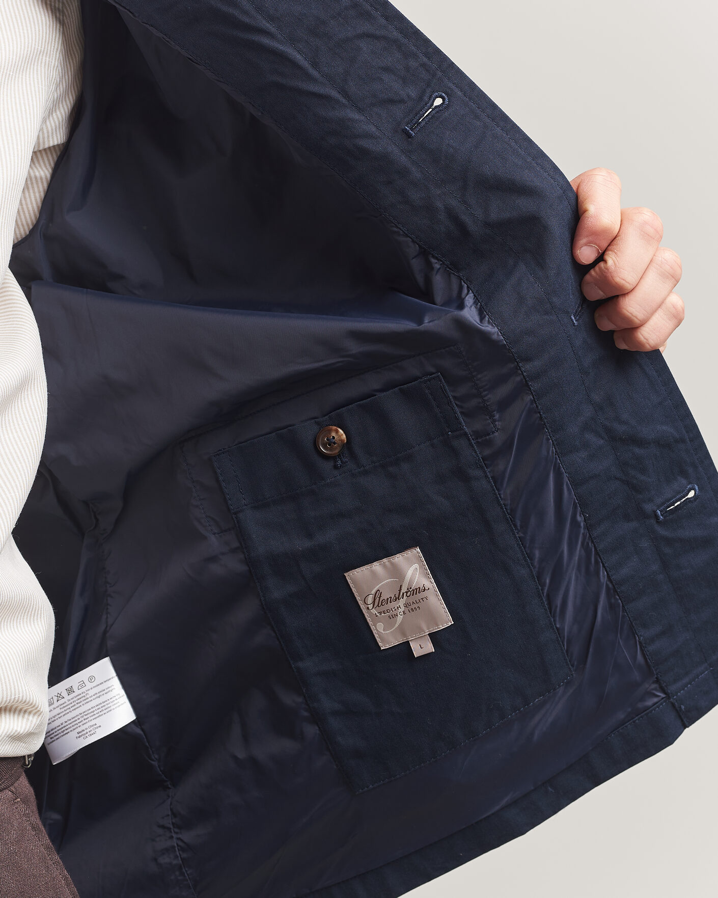 Mies | Takit | Stenströms | Cotton Twill Overshirt Navy