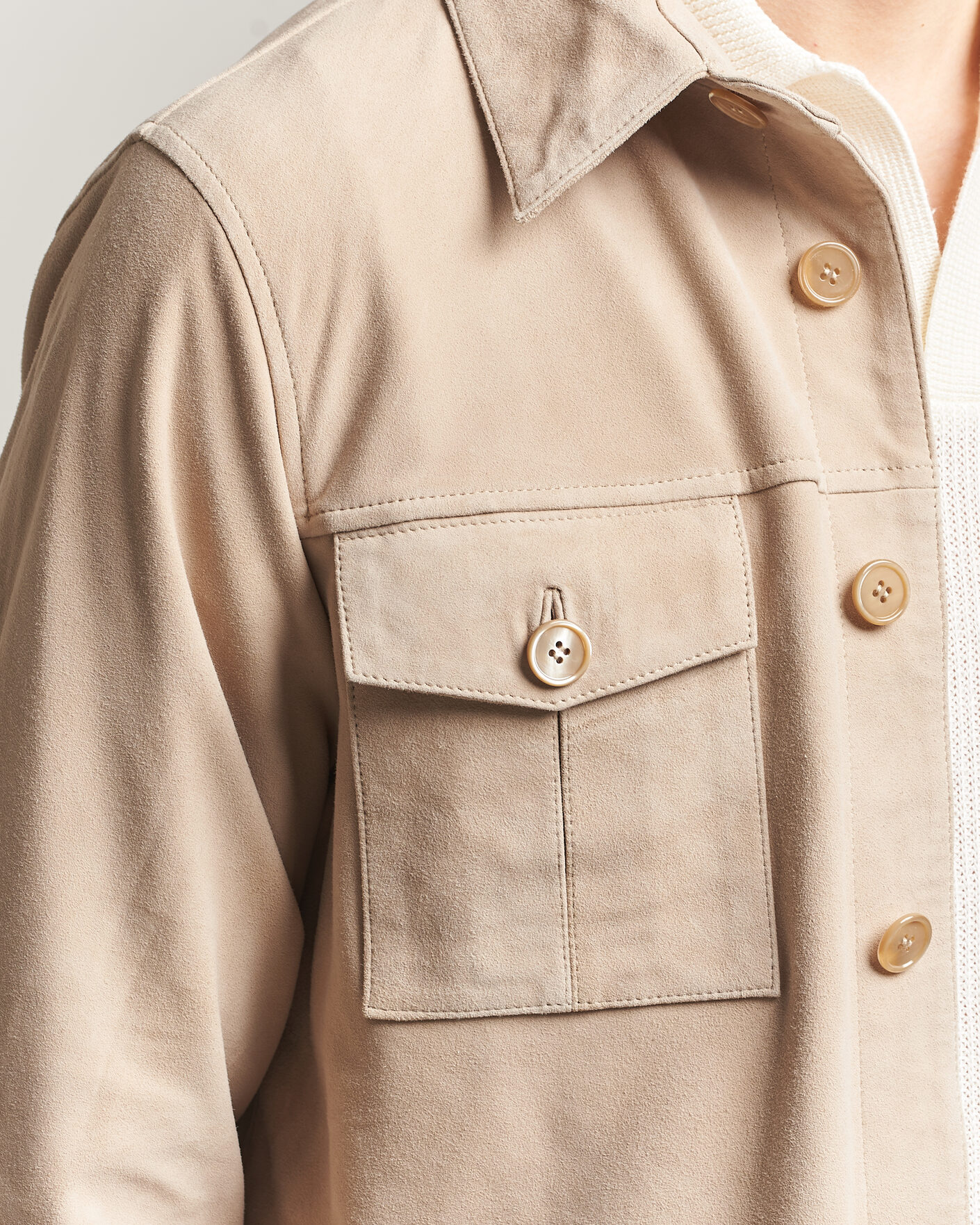 Mies | Takit | Stenströms | Suede Pocket Overshirt Beige
